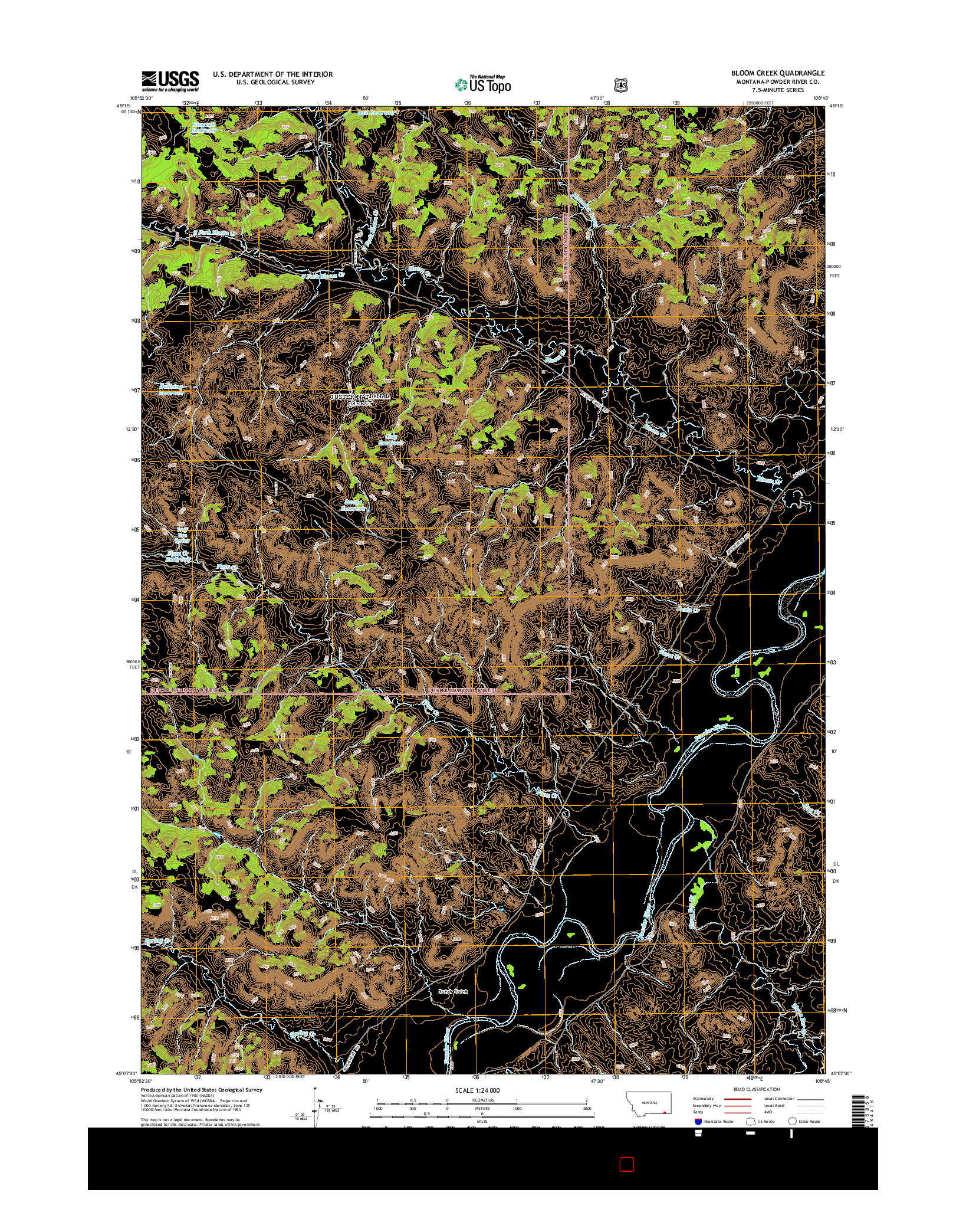 USGS US TOPO 7.5-MINUTE MAP FOR BLOOM CREEK, MT 2014