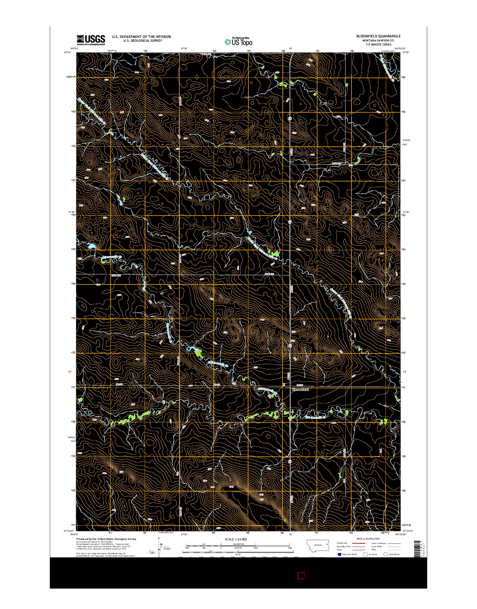 USGS US TOPO 7.5-MINUTE MAP FOR BLOOMFIELD, MT 2014