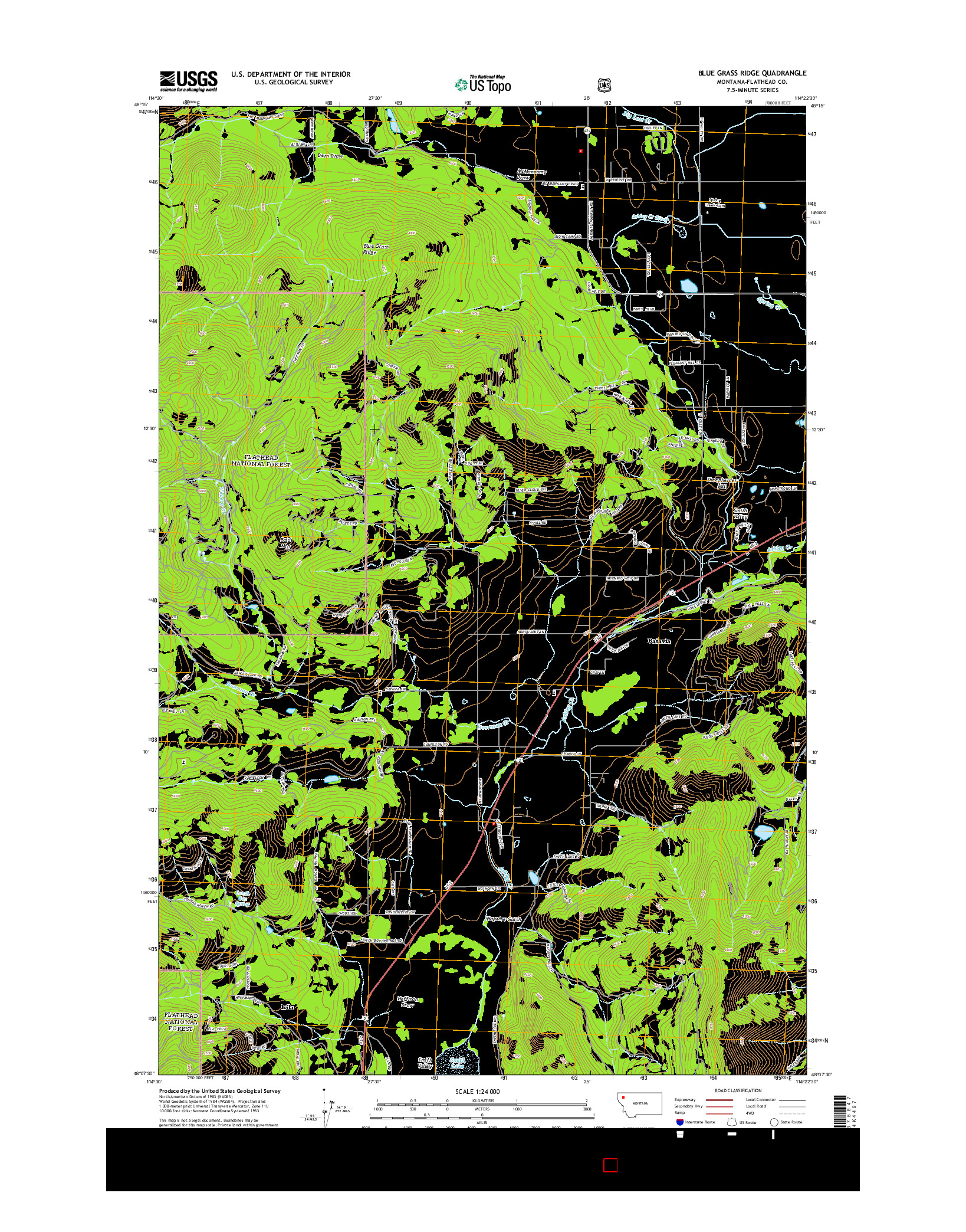 USGS US TOPO 7.5-MINUTE MAP FOR BLUE GRASS RIDGE, MT 2014