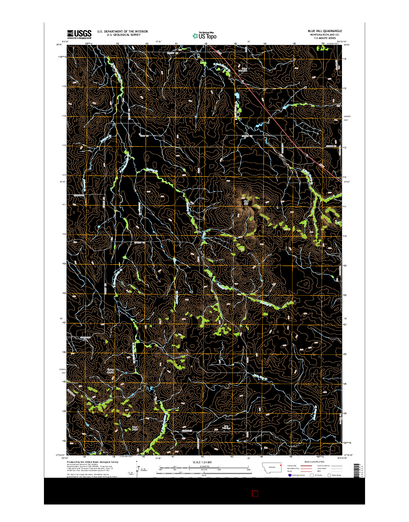 USGS US TOPO 7.5-MINUTE MAP FOR BLUE HILL, MT 2014