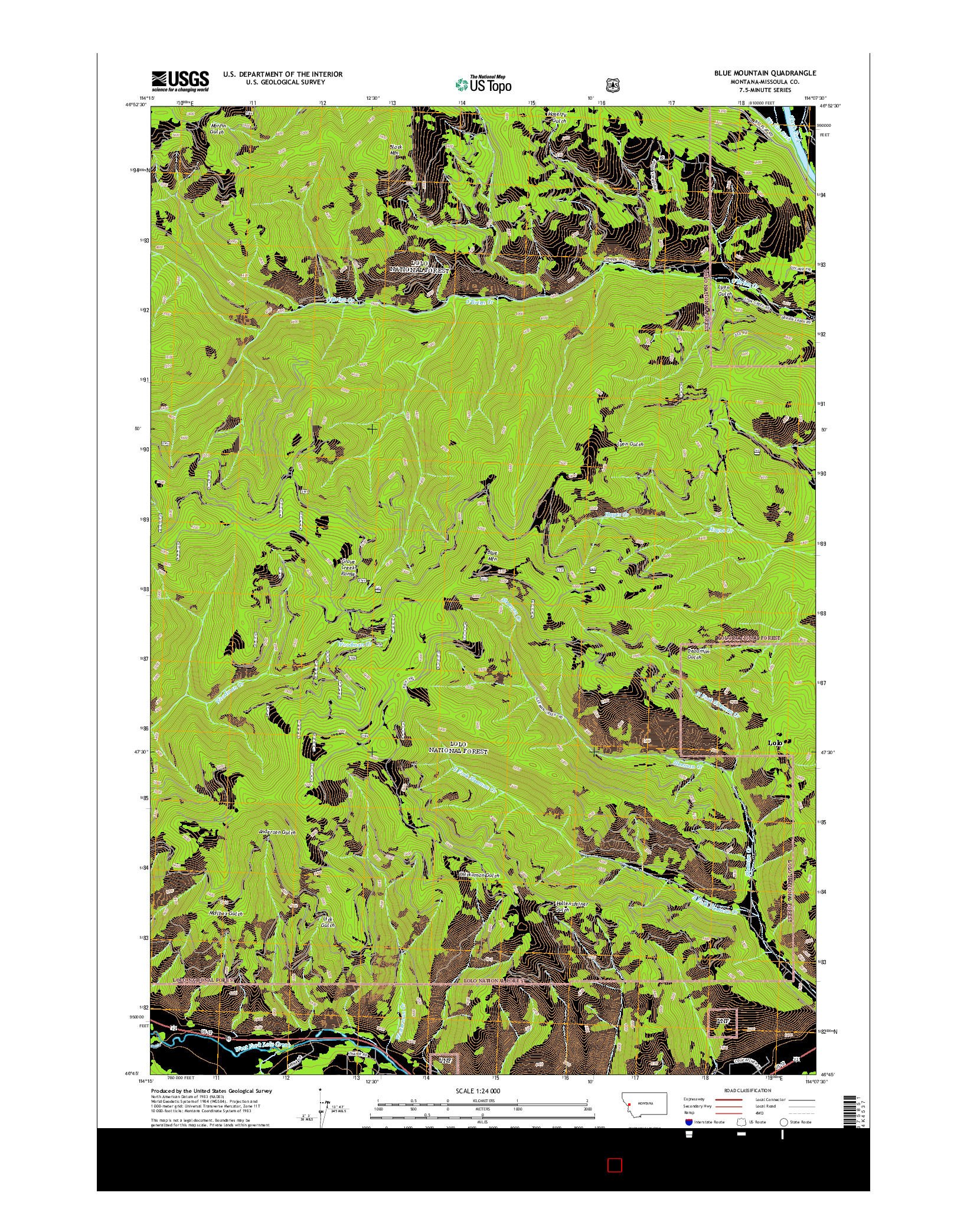 USGS US TOPO 7.5-MINUTE MAP FOR BLUE MOUNTAIN, MT 2014