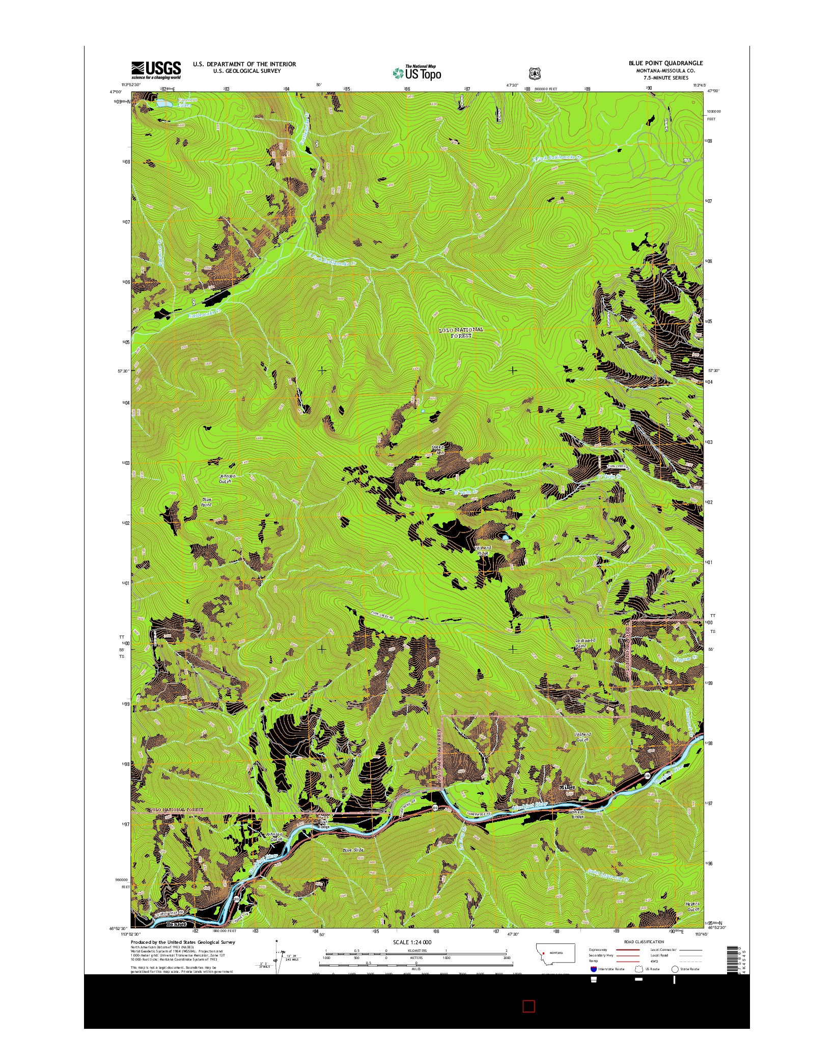 USGS US TOPO 7.5-MINUTE MAP FOR BLUE POINT, MT 2014