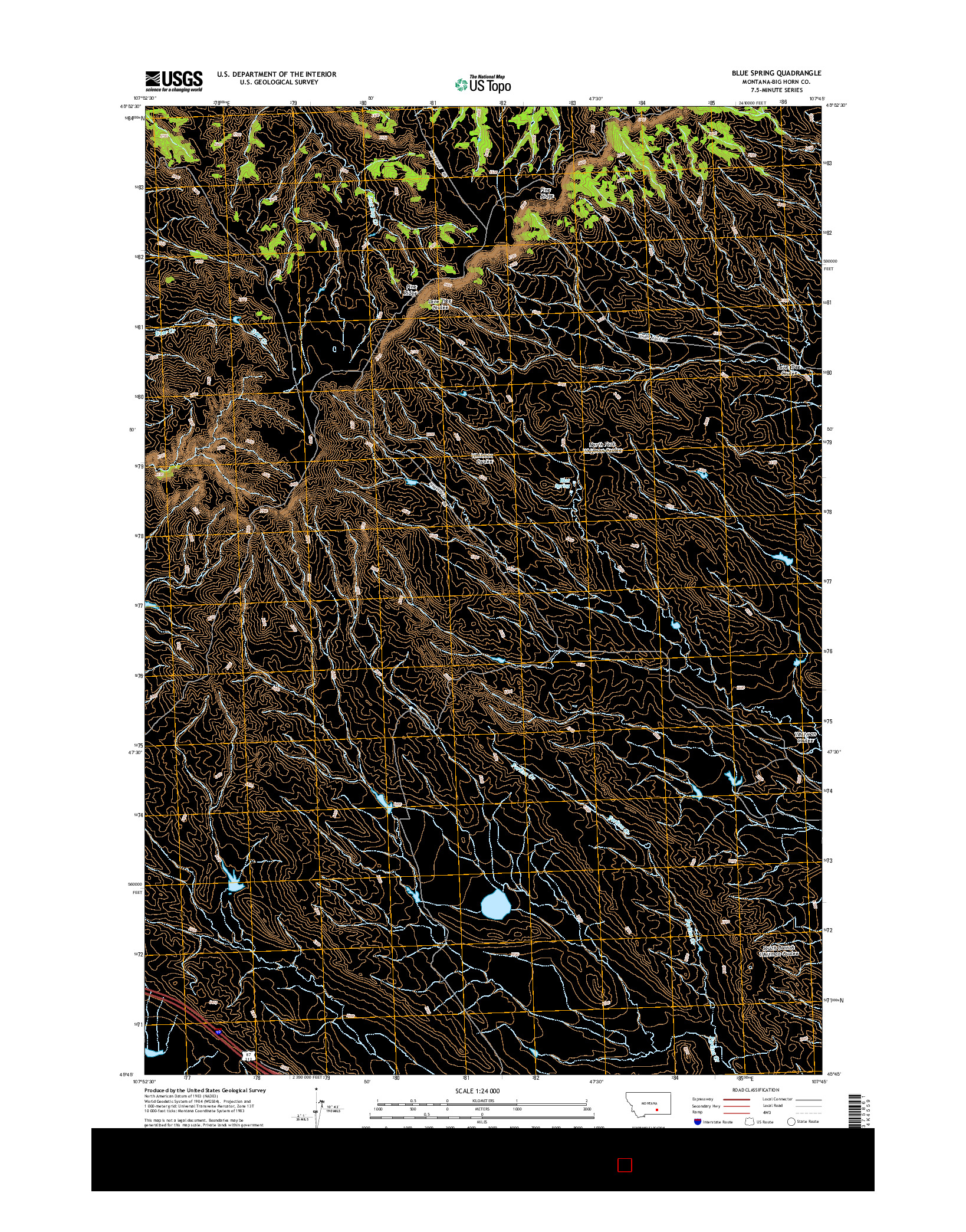 USGS US TOPO 7.5-MINUTE MAP FOR BLUE SPRING, MT 2014