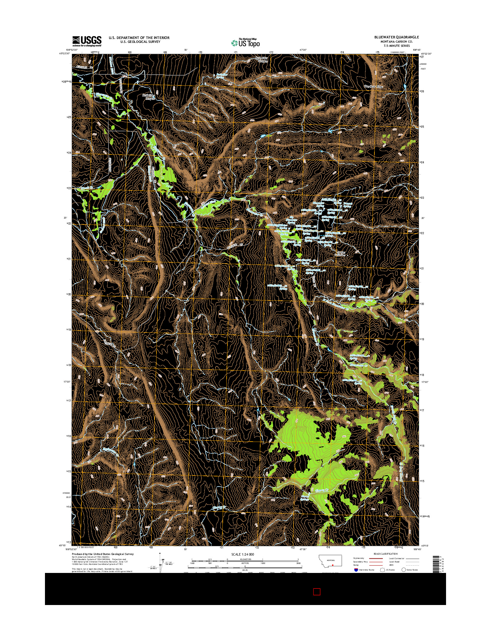 USGS US TOPO 7.5-MINUTE MAP FOR BLUEWATER, MT 2014