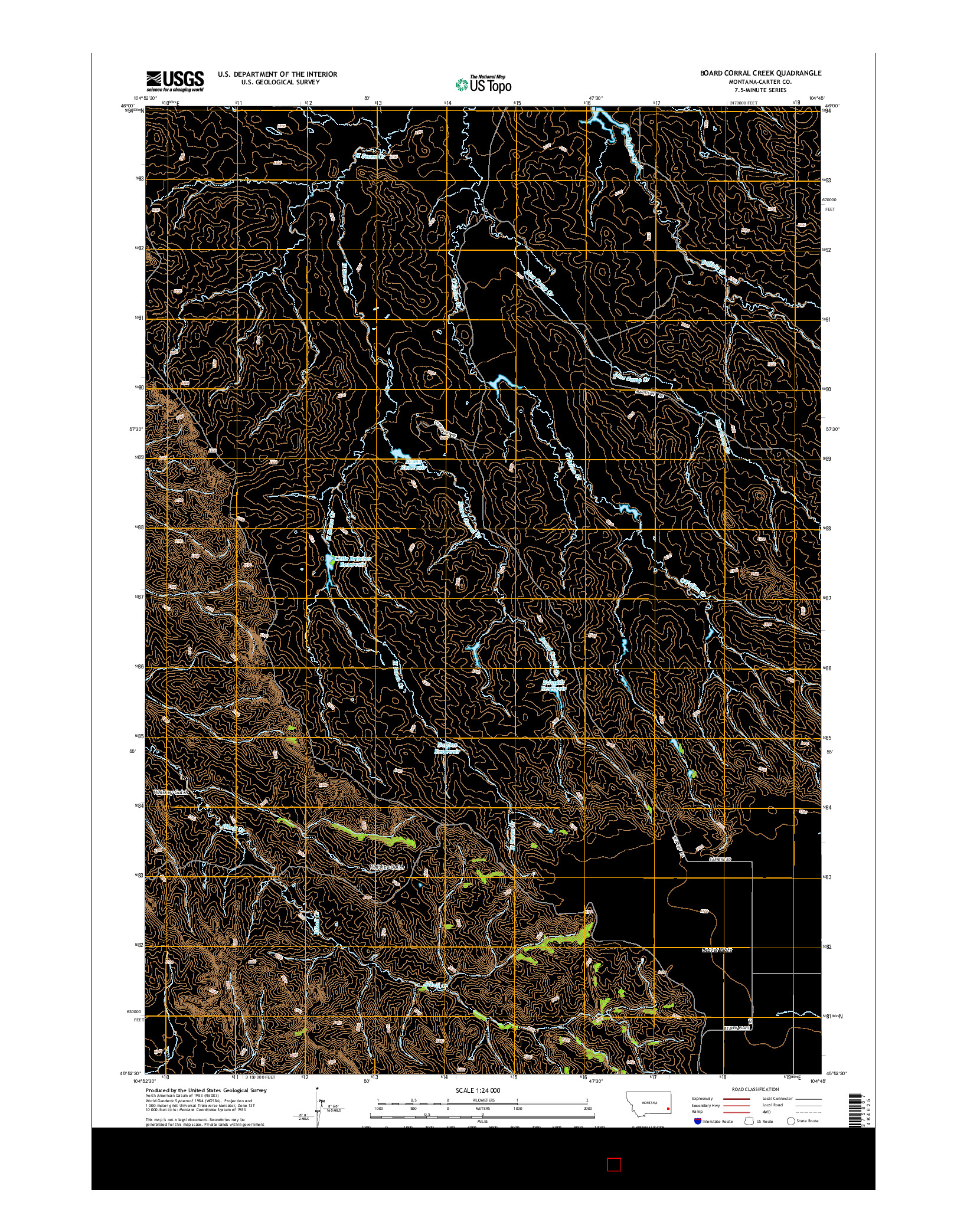 USGS US TOPO 7.5-MINUTE MAP FOR BOARD CORRAL CREEK, MT 2014