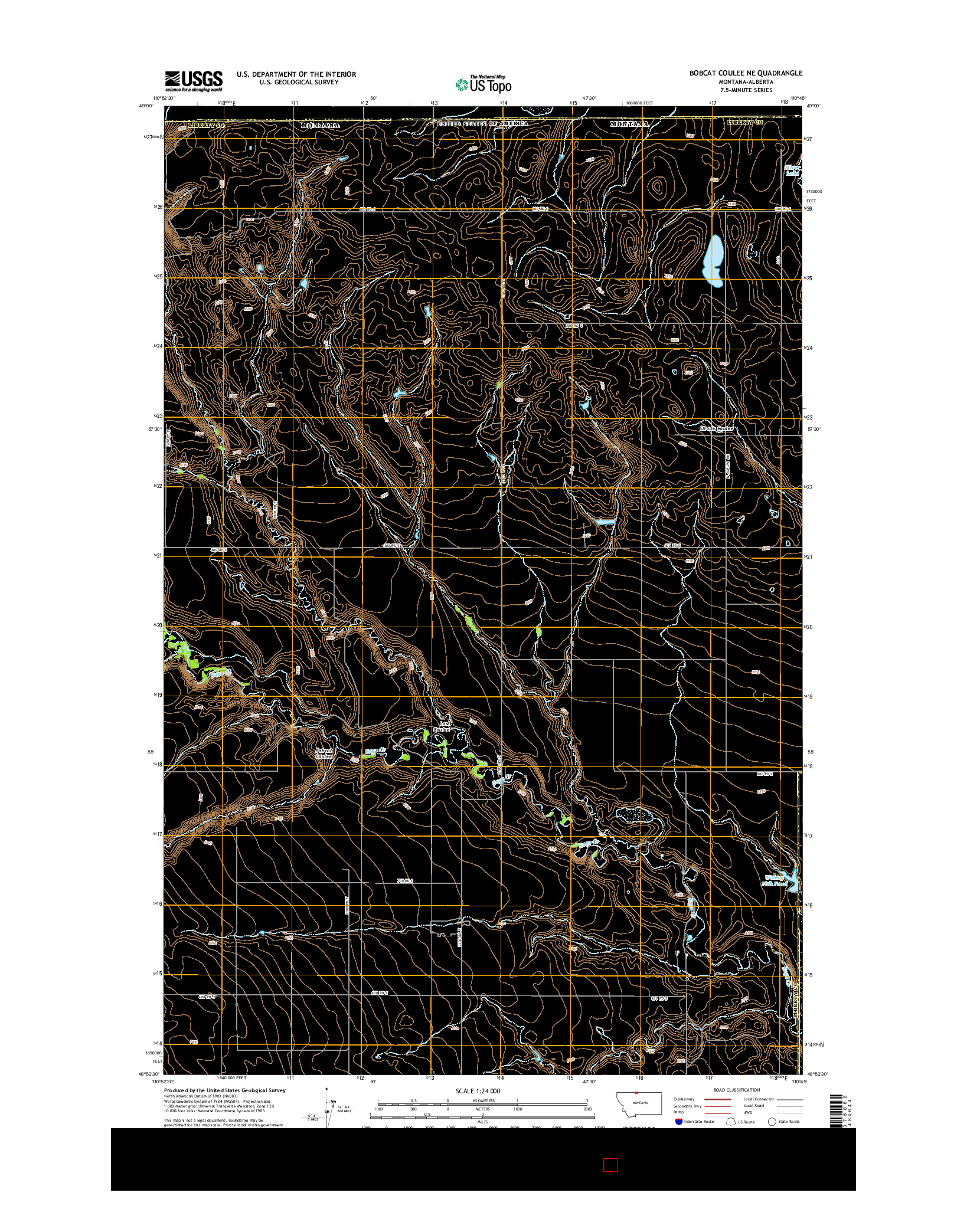USGS US TOPO 7.5-MINUTE MAP FOR BOBCAT COULEE NE, MT-AB 2014