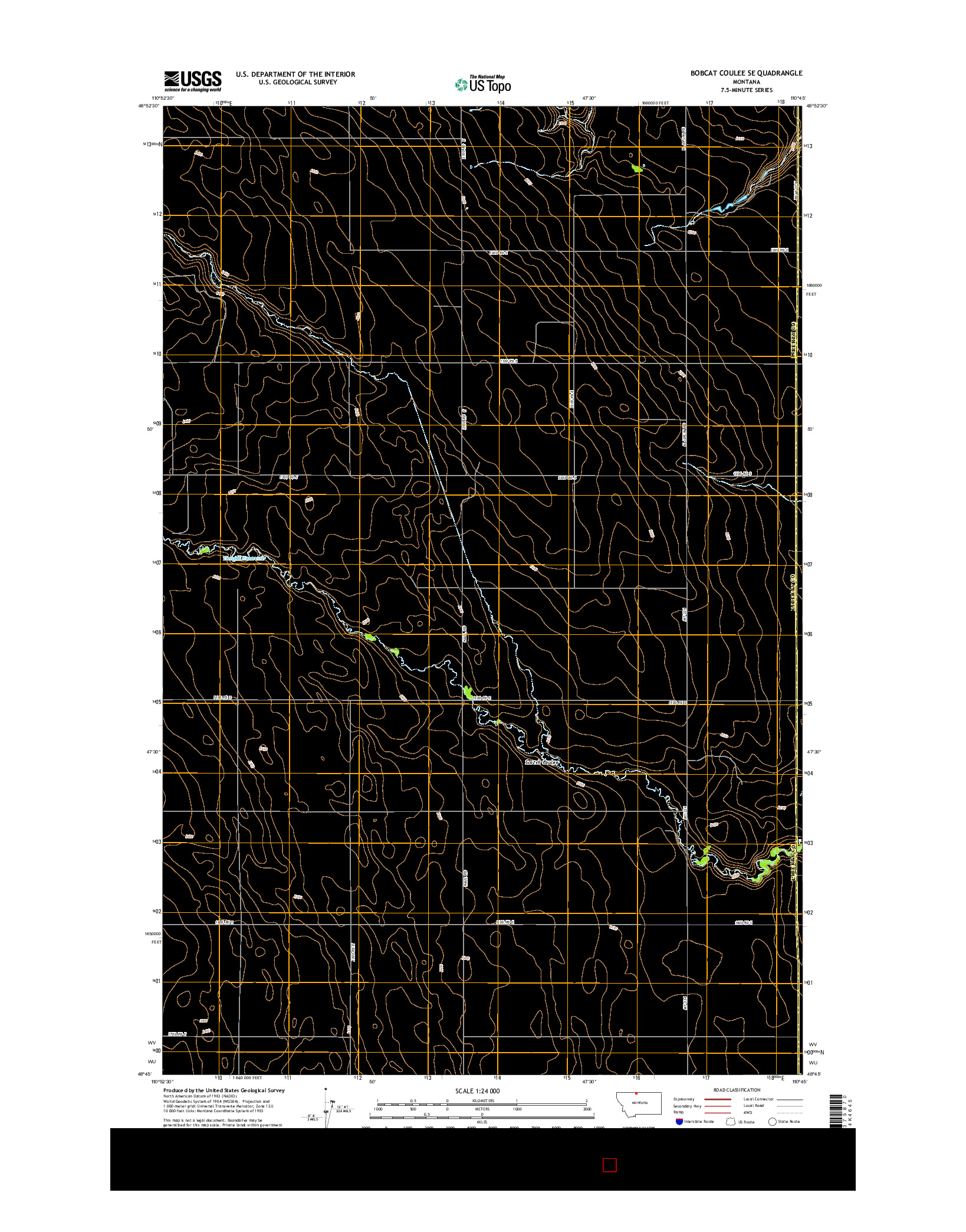USGS US TOPO 7.5-MINUTE MAP FOR BOBCAT COULEE SE, MT 2014