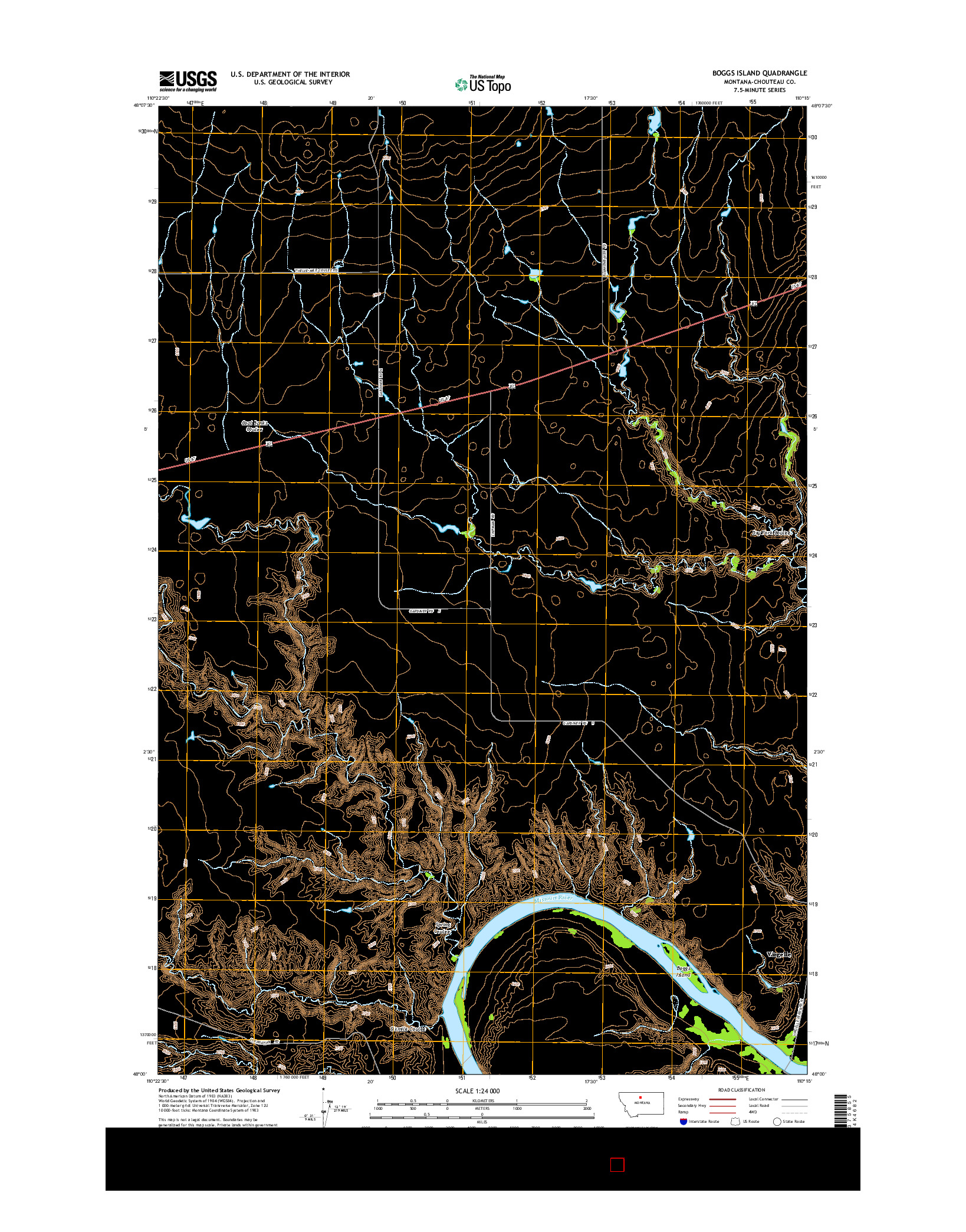 USGS US TOPO 7.5-MINUTE MAP FOR BOGGS ISLAND, MT 2014