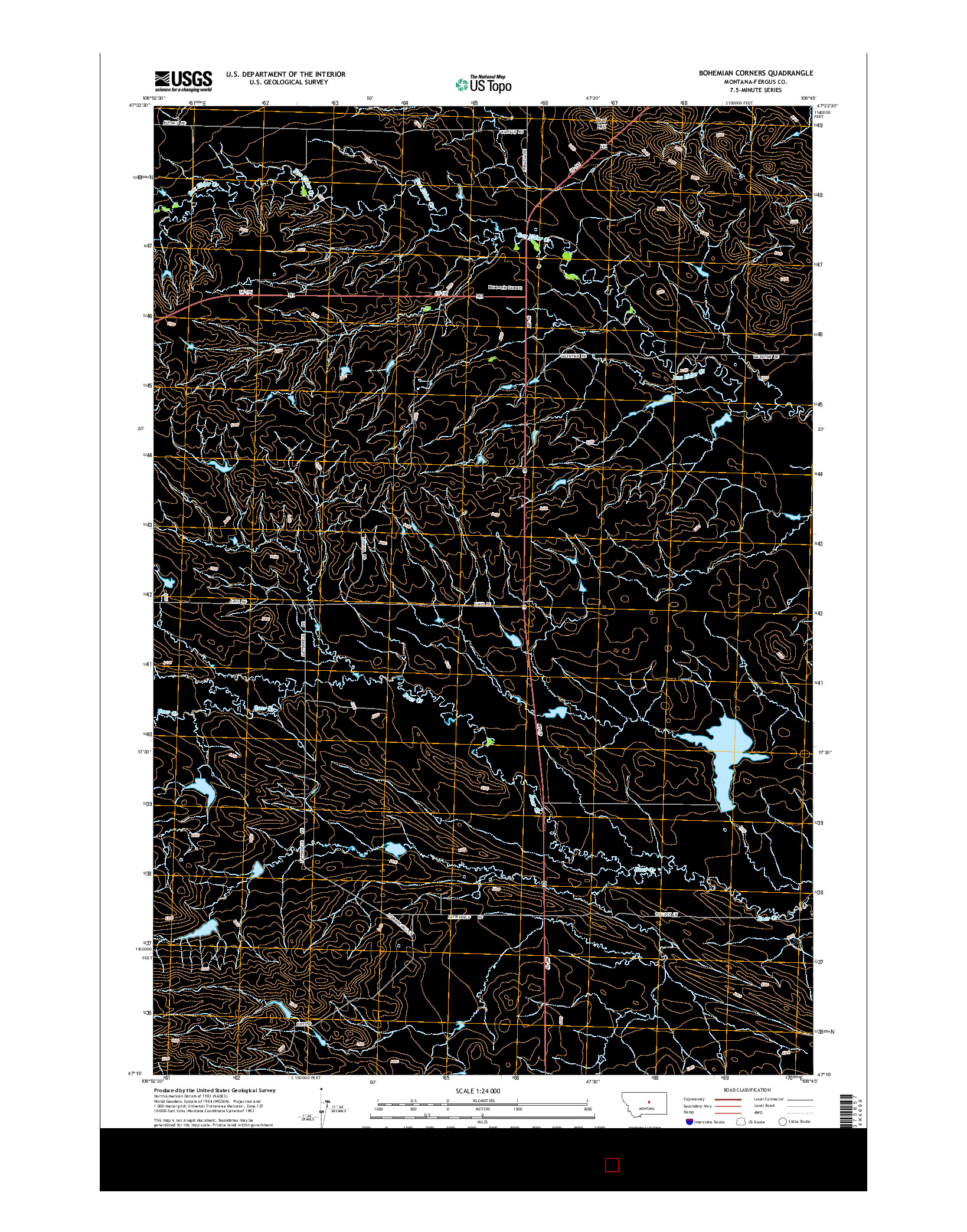 USGS US TOPO 7.5-MINUTE MAP FOR BOHEMIAN CORNERS, MT 2014