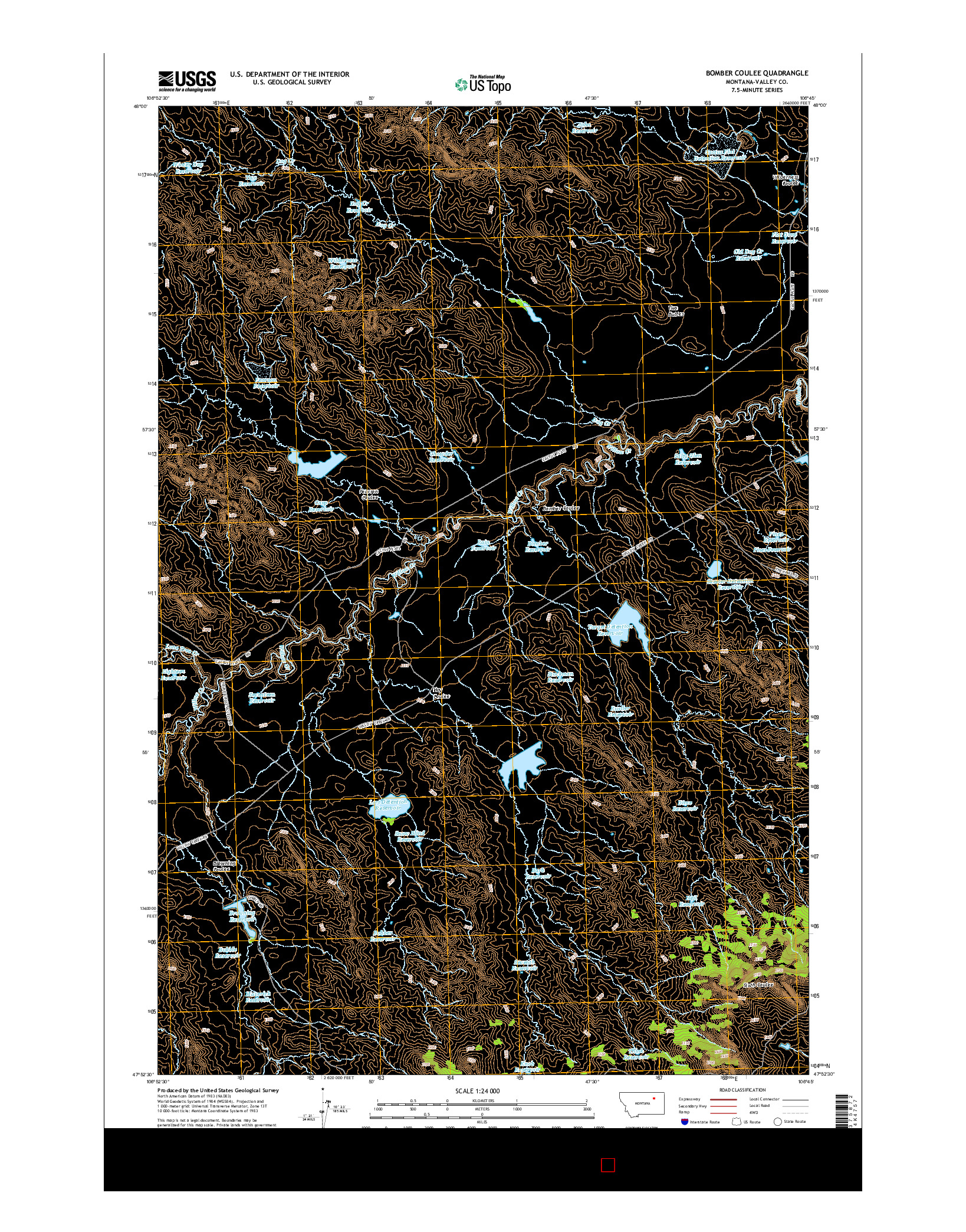 USGS US TOPO 7.5-MINUTE MAP FOR BOMBER COULEE, MT 2014