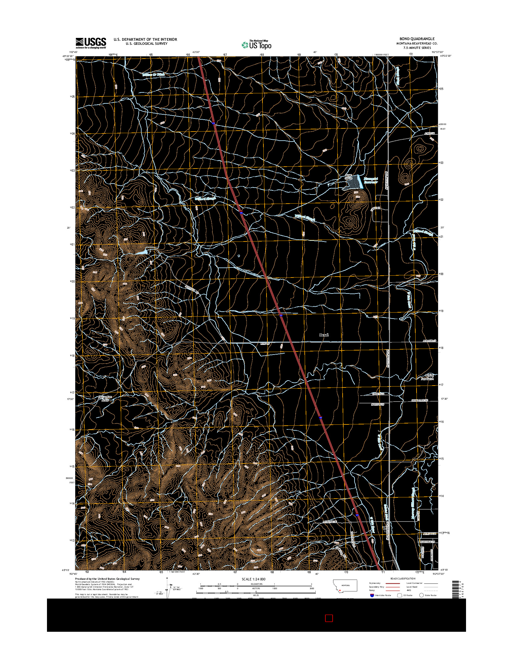 USGS US TOPO 7.5-MINUTE MAP FOR BOND, MT 2014