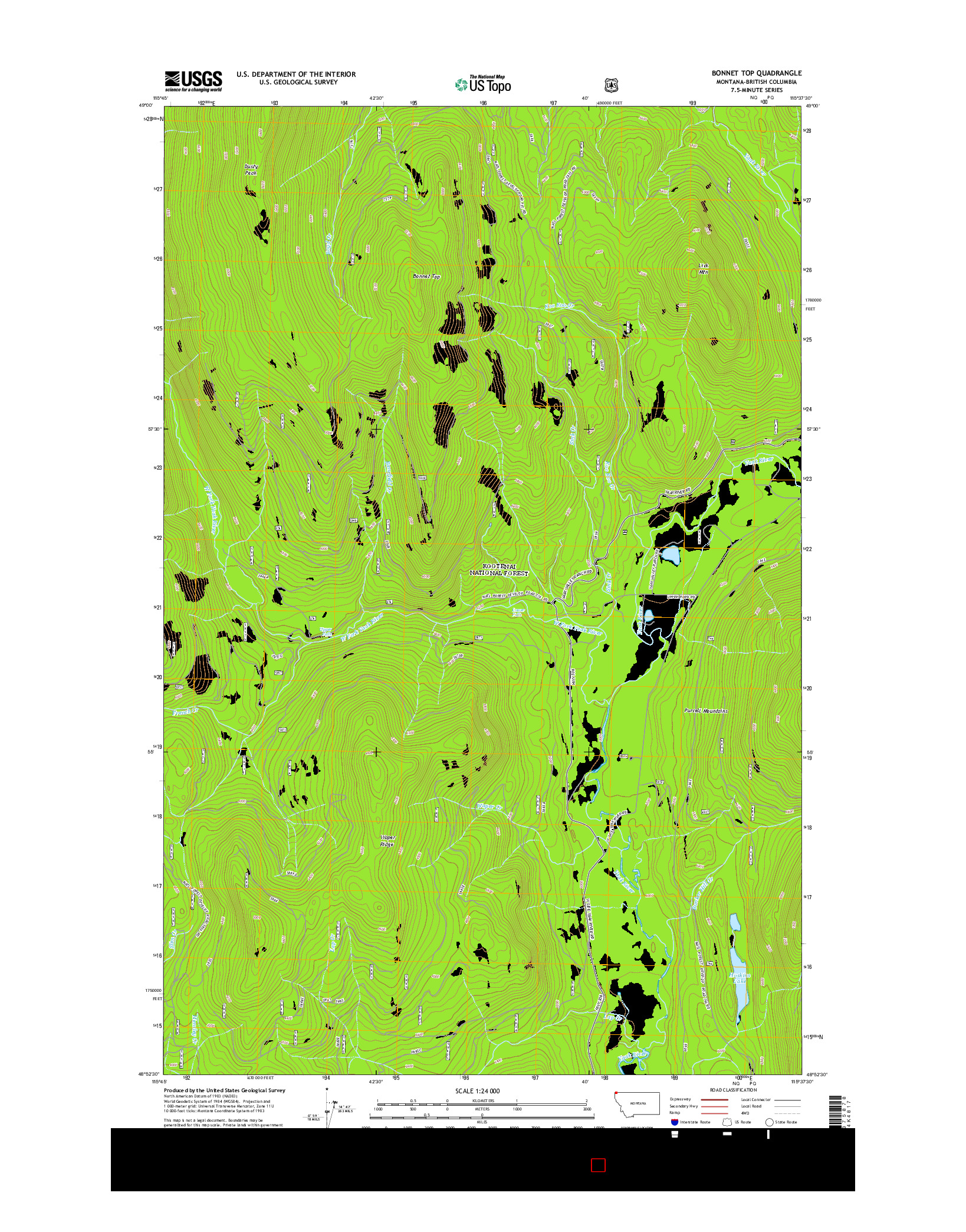 USGS US TOPO 7.5-MINUTE MAP FOR BONNET TOP, MT-BC 2014