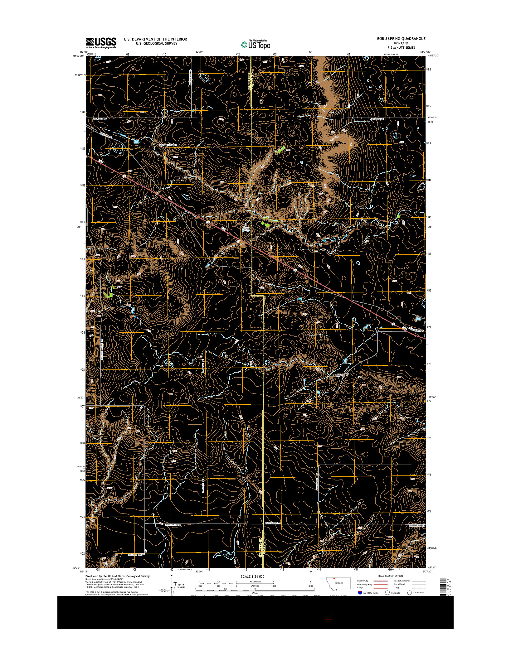 USGS US TOPO 7.5-MINUTE MAP FOR BORU SPRING, MT 2014