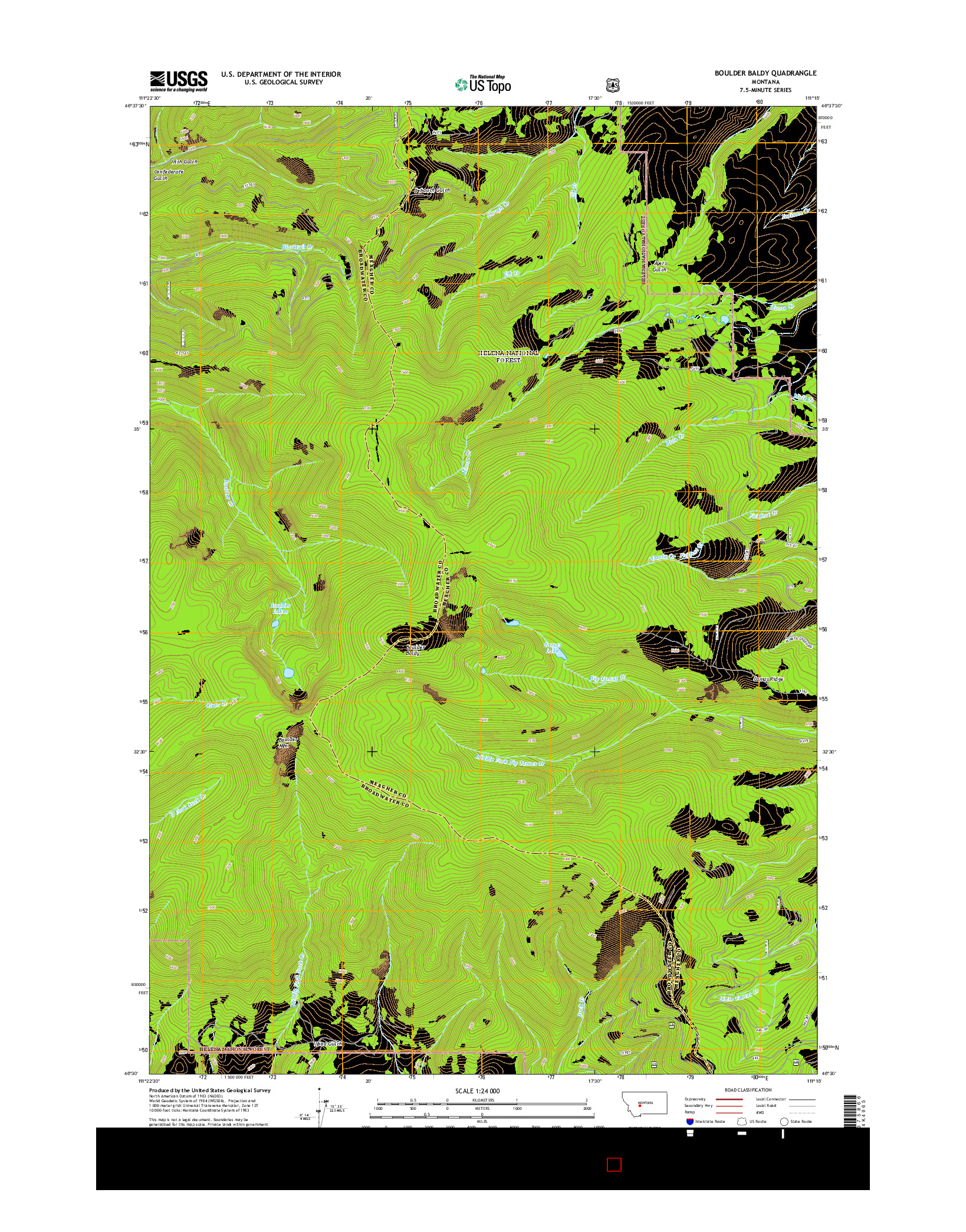 USGS US TOPO 7.5-MINUTE MAP FOR BOULDER BALDY, MT 2014