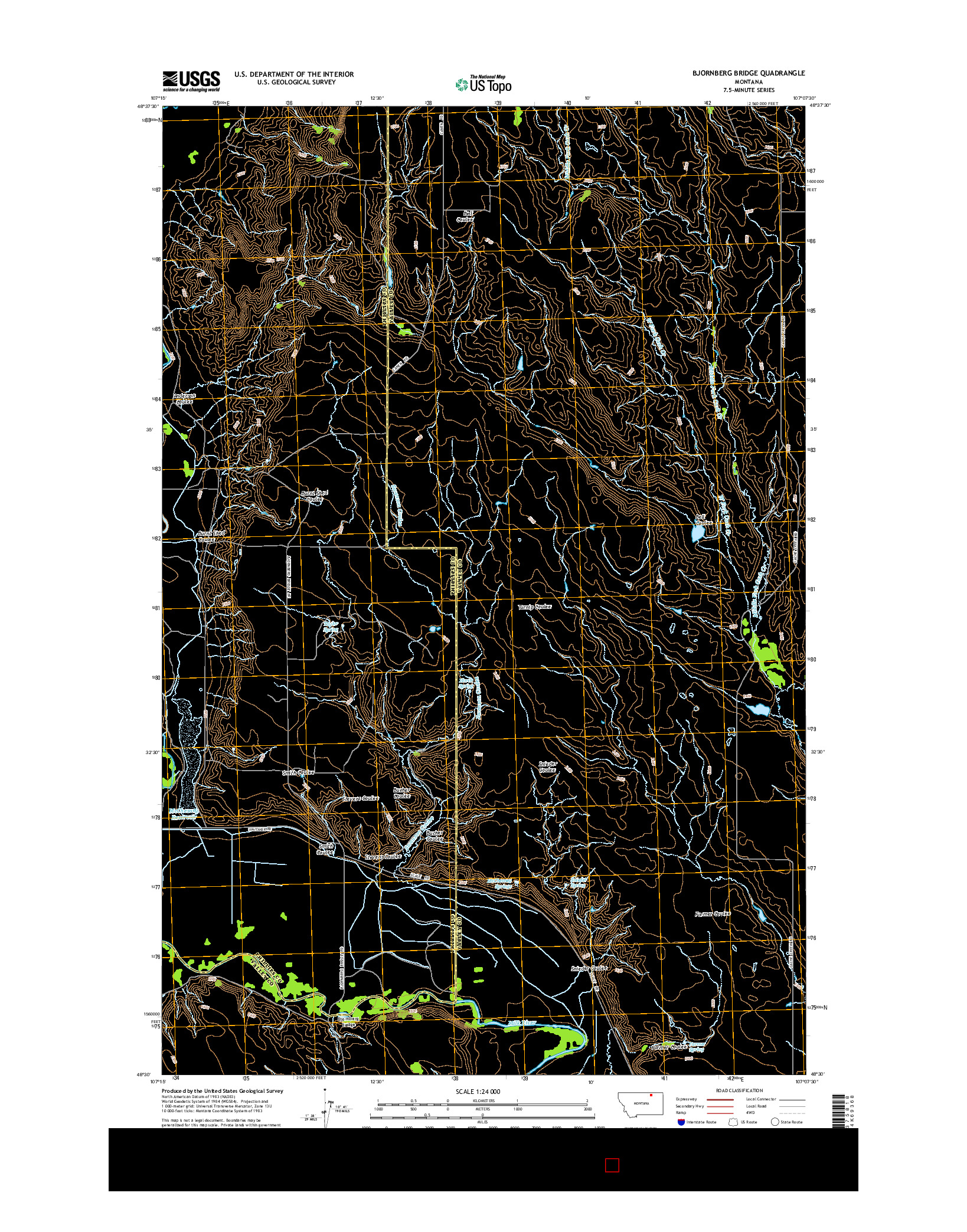 USGS US TOPO 7.5-MINUTE MAP FOR BJORNBERG BRIDGE, MT 2014