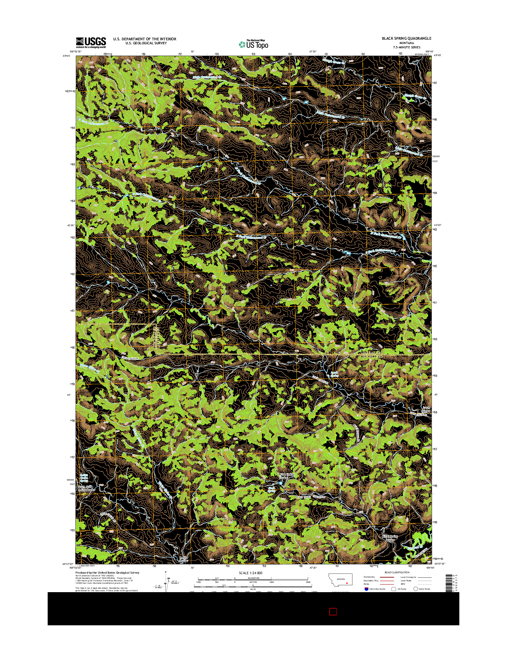 USGS US TOPO 7.5-MINUTE MAP FOR BLACK SPRING, MT 2014