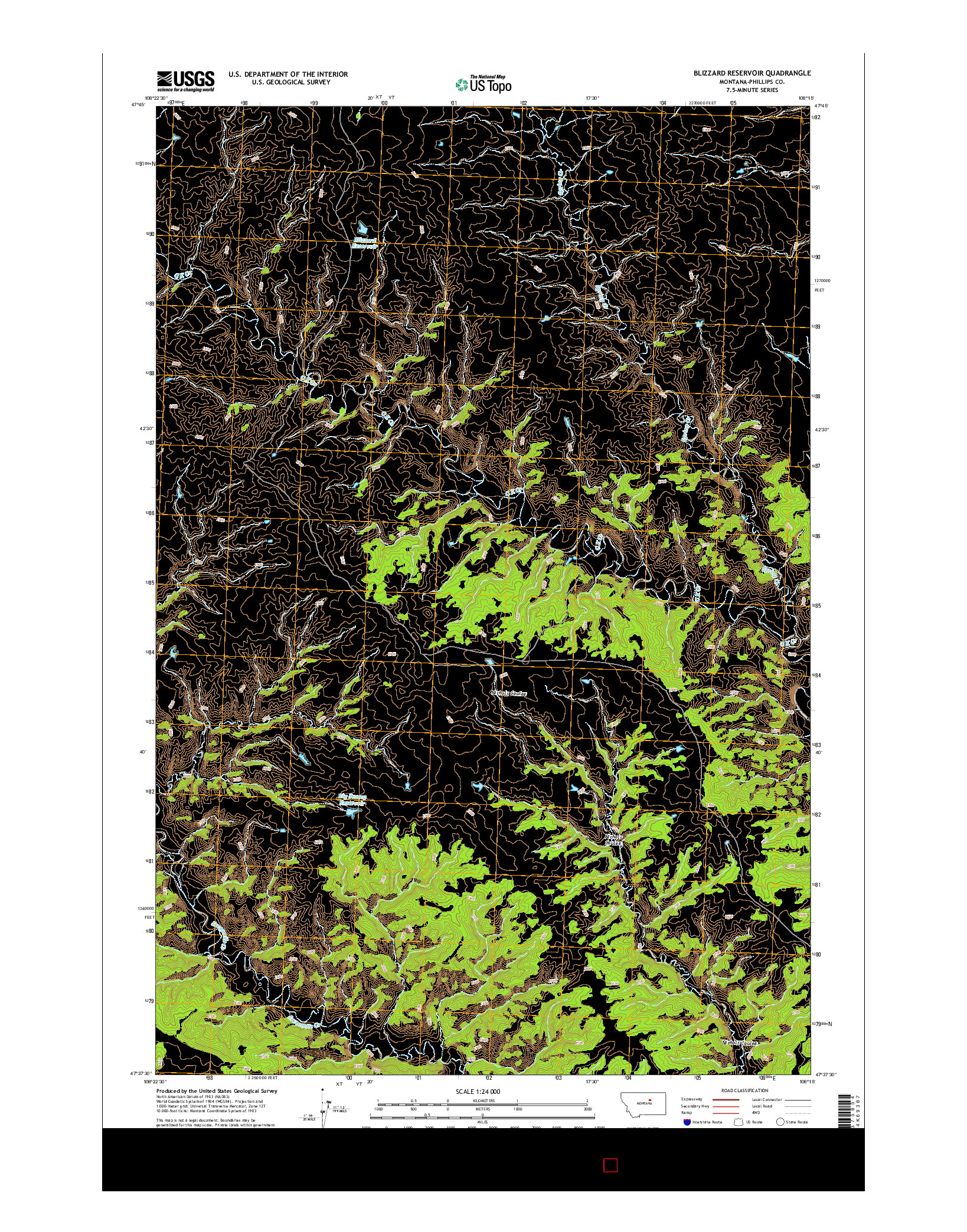 USGS US TOPO 7.5-MINUTE MAP FOR BLIZZARD RESERVOIR, MT 2014