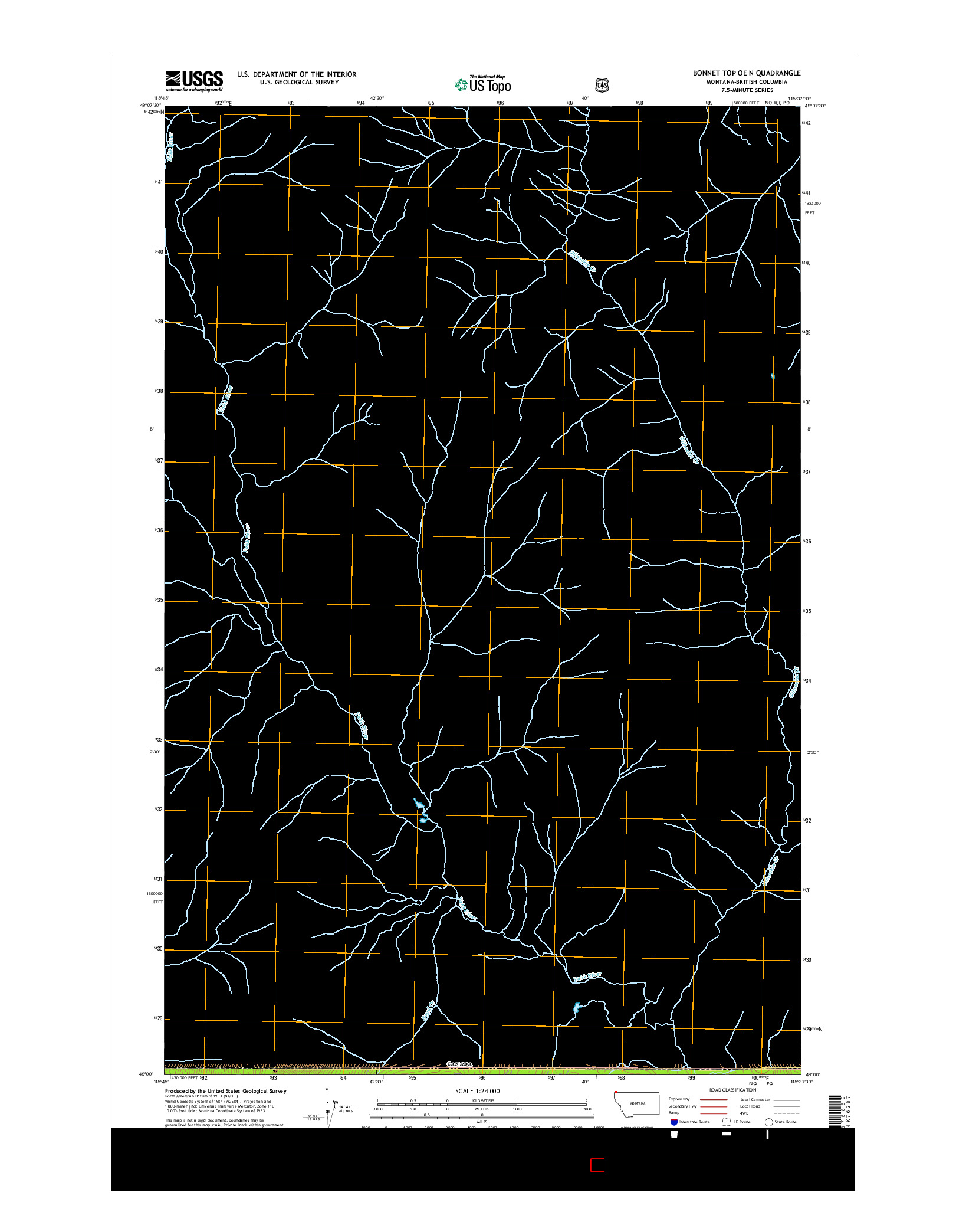 USGS US TOPO 7.5-MINUTE MAP FOR BONNET TOP OE N, MT-BC 2014