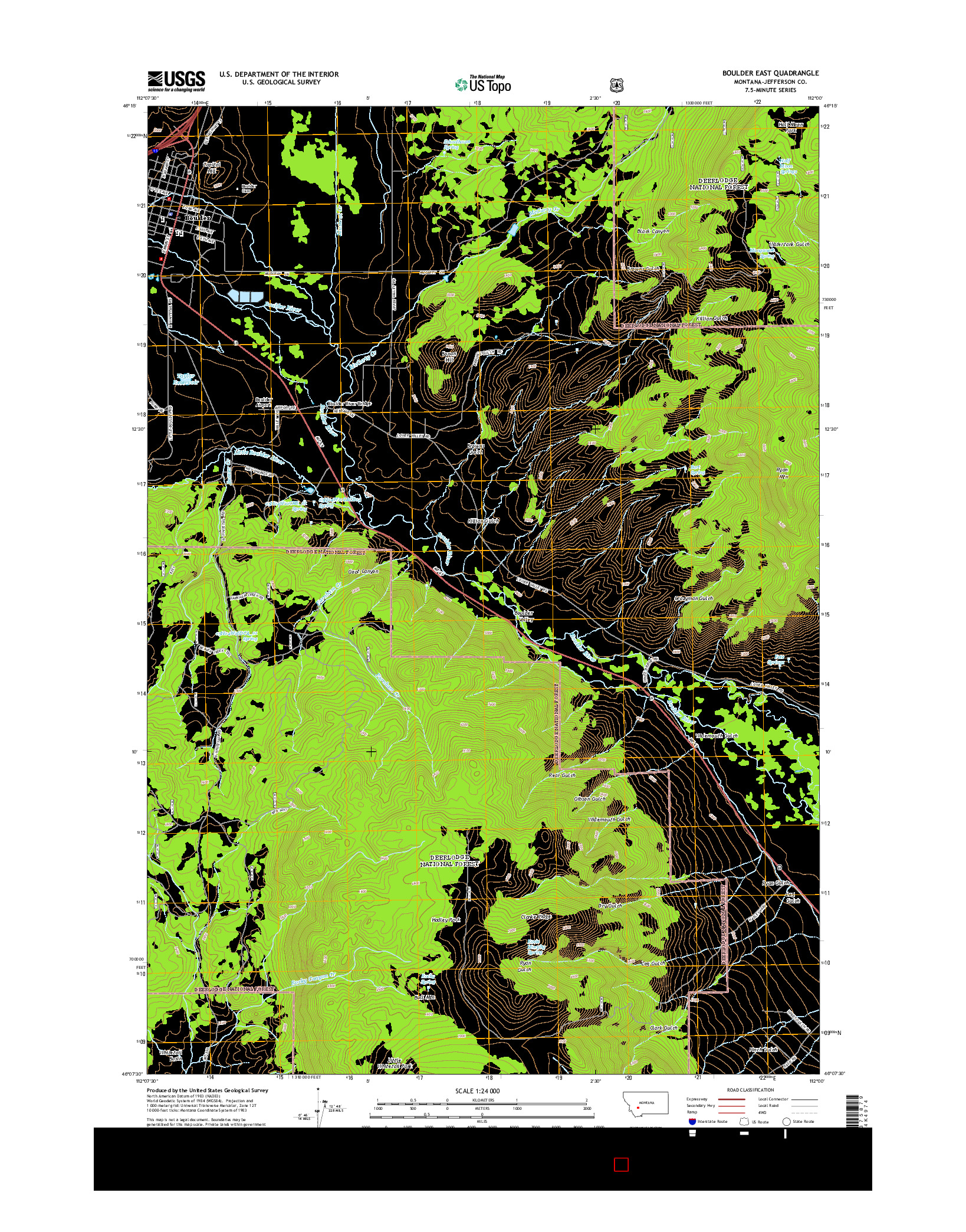 USGS US TOPO 7.5-MINUTE MAP FOR BOULDER EAST, MT 2014