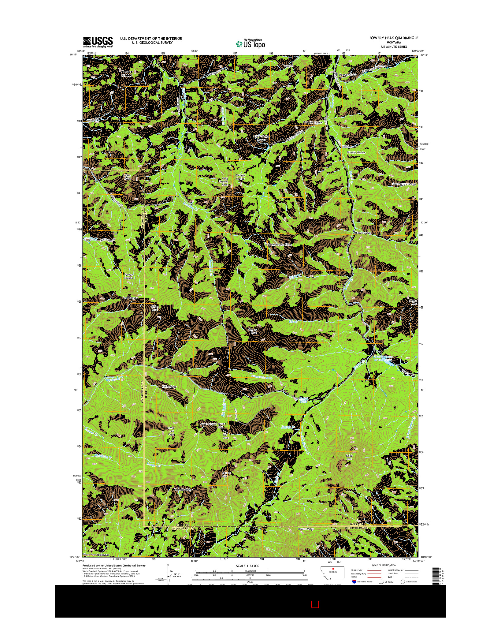 USGS US TOPO 7.5-MINUTE MAP FOR BOWERY PEAK, MT 2014
