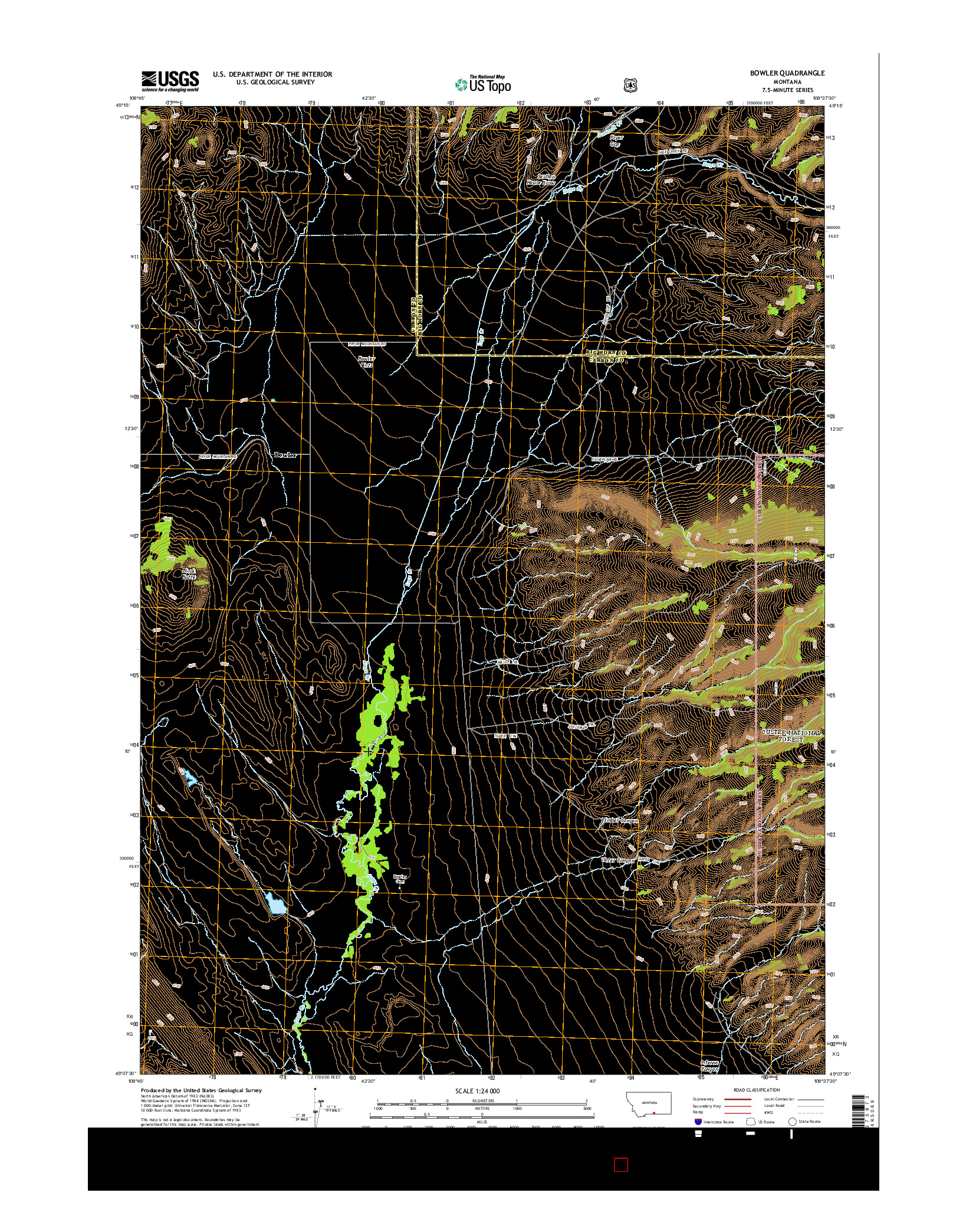 USGS US TOPO 7.5-MINUTE MAP FOR BOWLER, MT 2014
