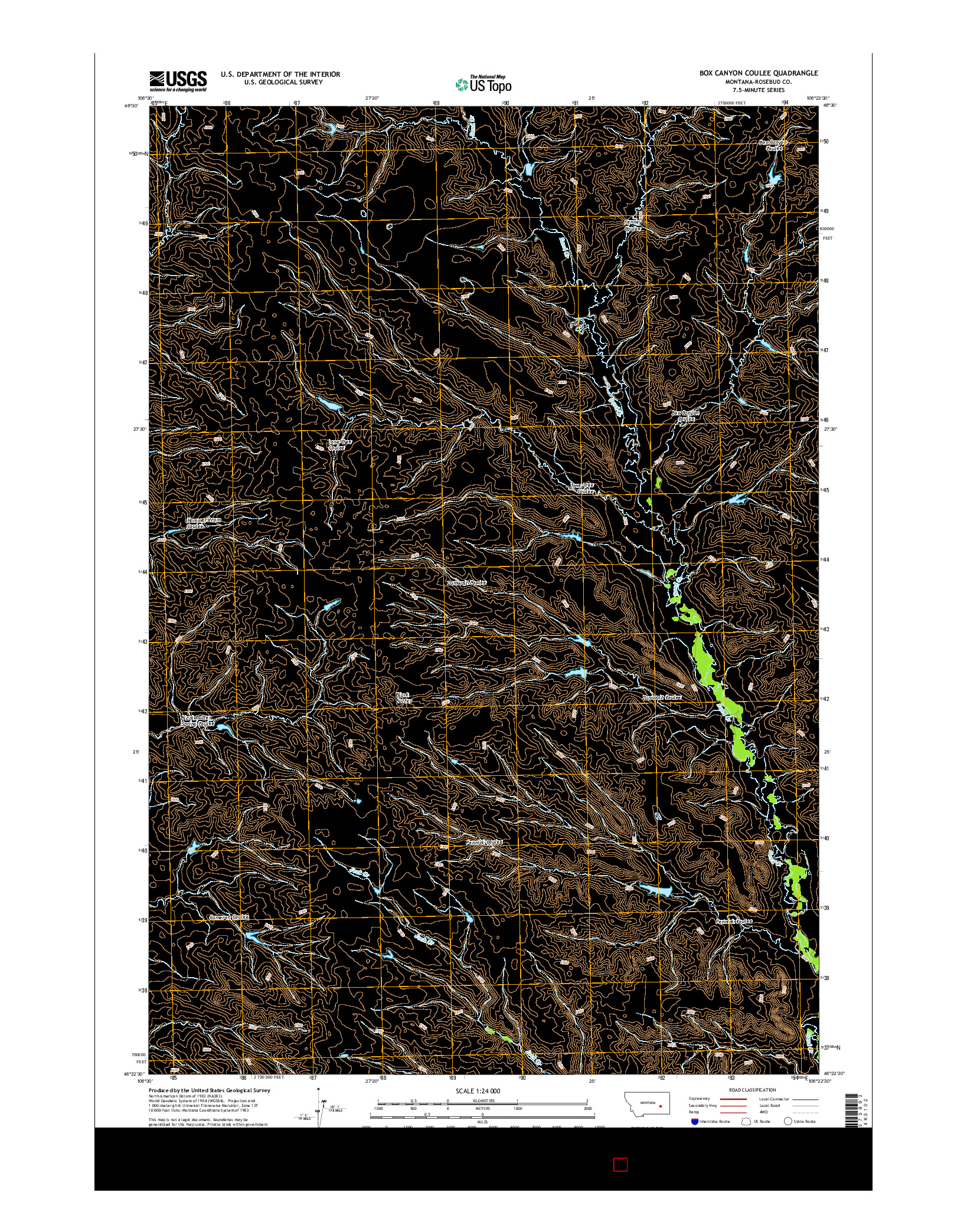 USGS US TOPO 7.5-MINUTE MAP FOR BOX CANYON COULEE, MT 2014