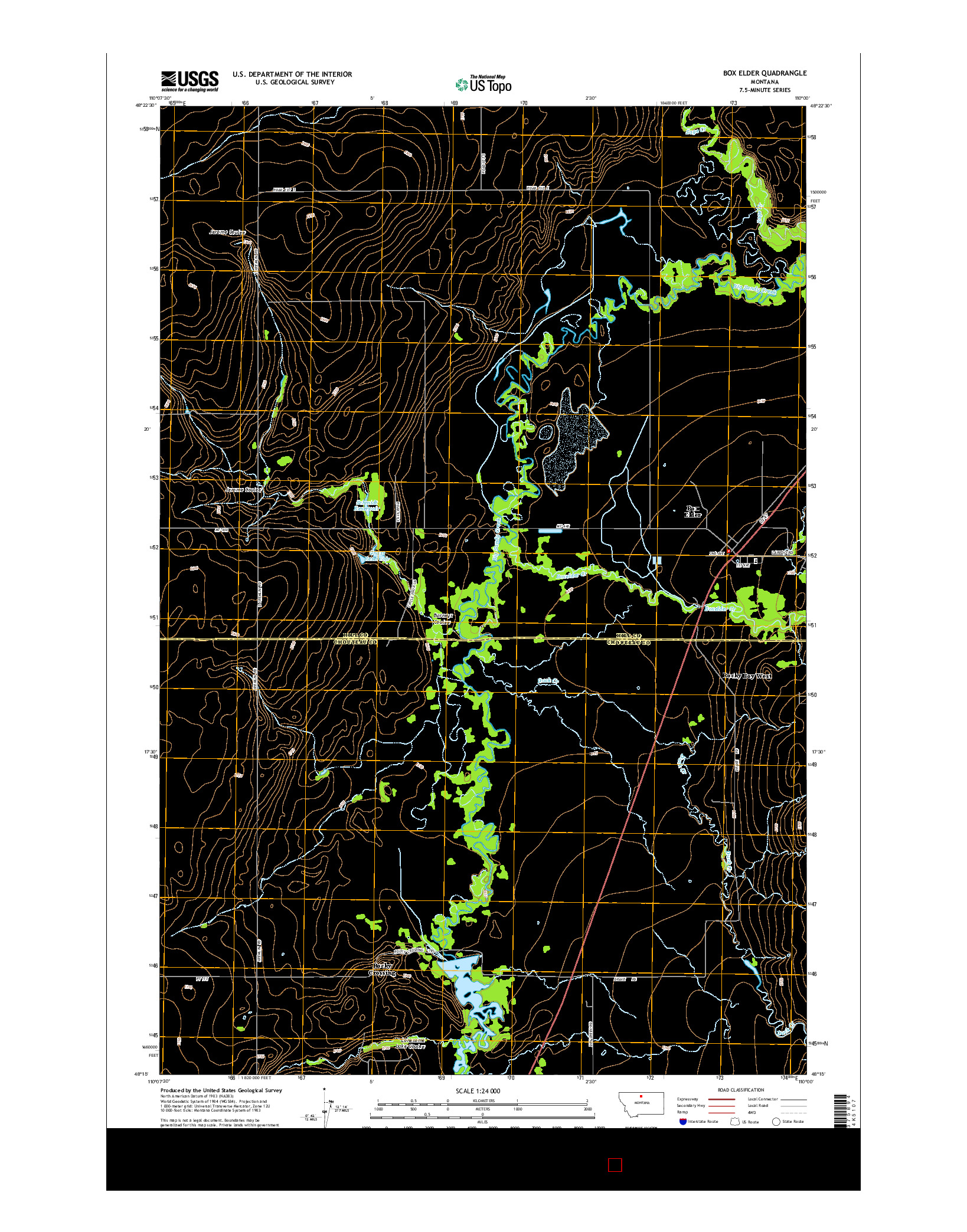 USGS US TOPO 7.5-MINUTE MAP FOR BOX ELDER, MT 2014