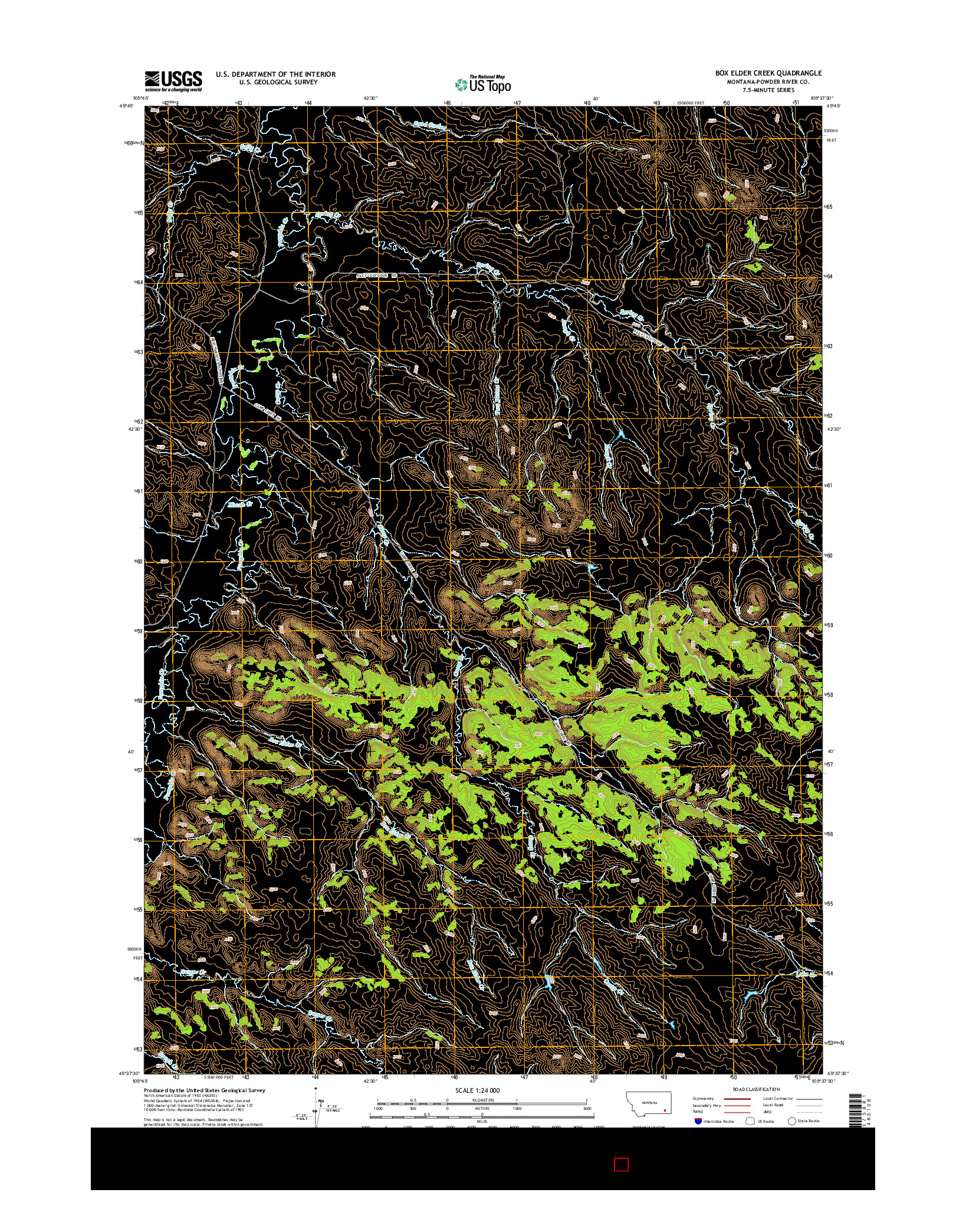 USGS US TOPO 7.5-MINUTE MAP FOR BOX ELDER CREEK, MT 2014