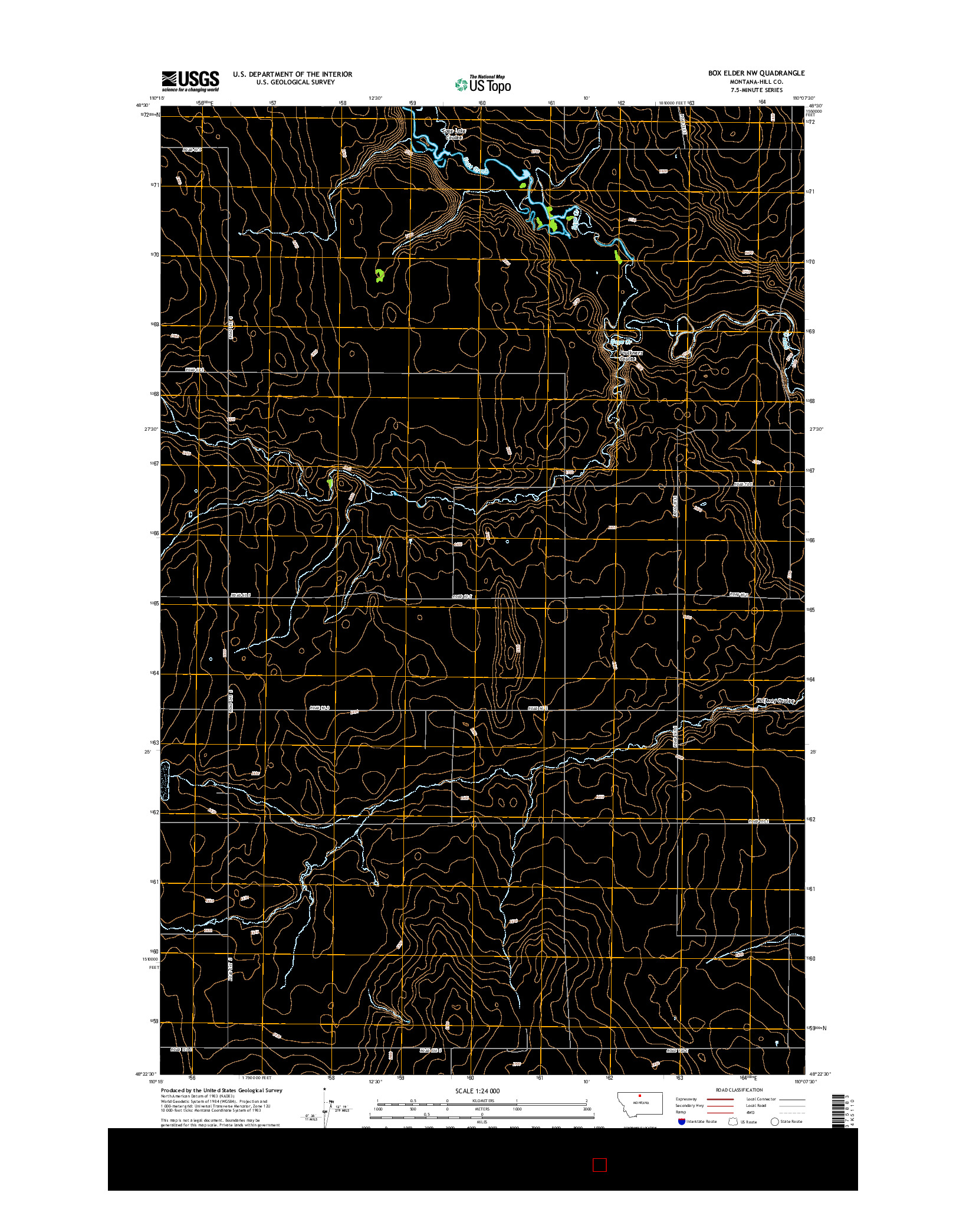 USGS US TOPO 7.5-MINUTE MAP FOR BOX ELDER NW, MT 2014