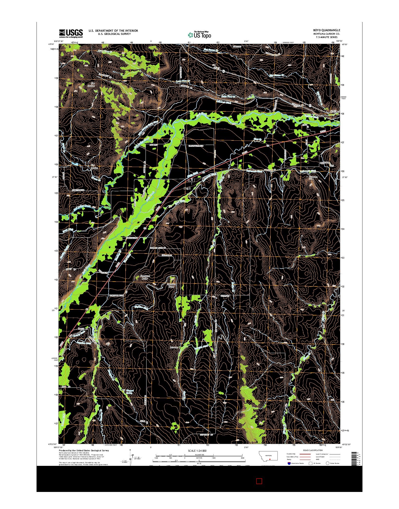USGS US TOPO 7.5-MINUTE MAP FOR BOYD, MT 2014