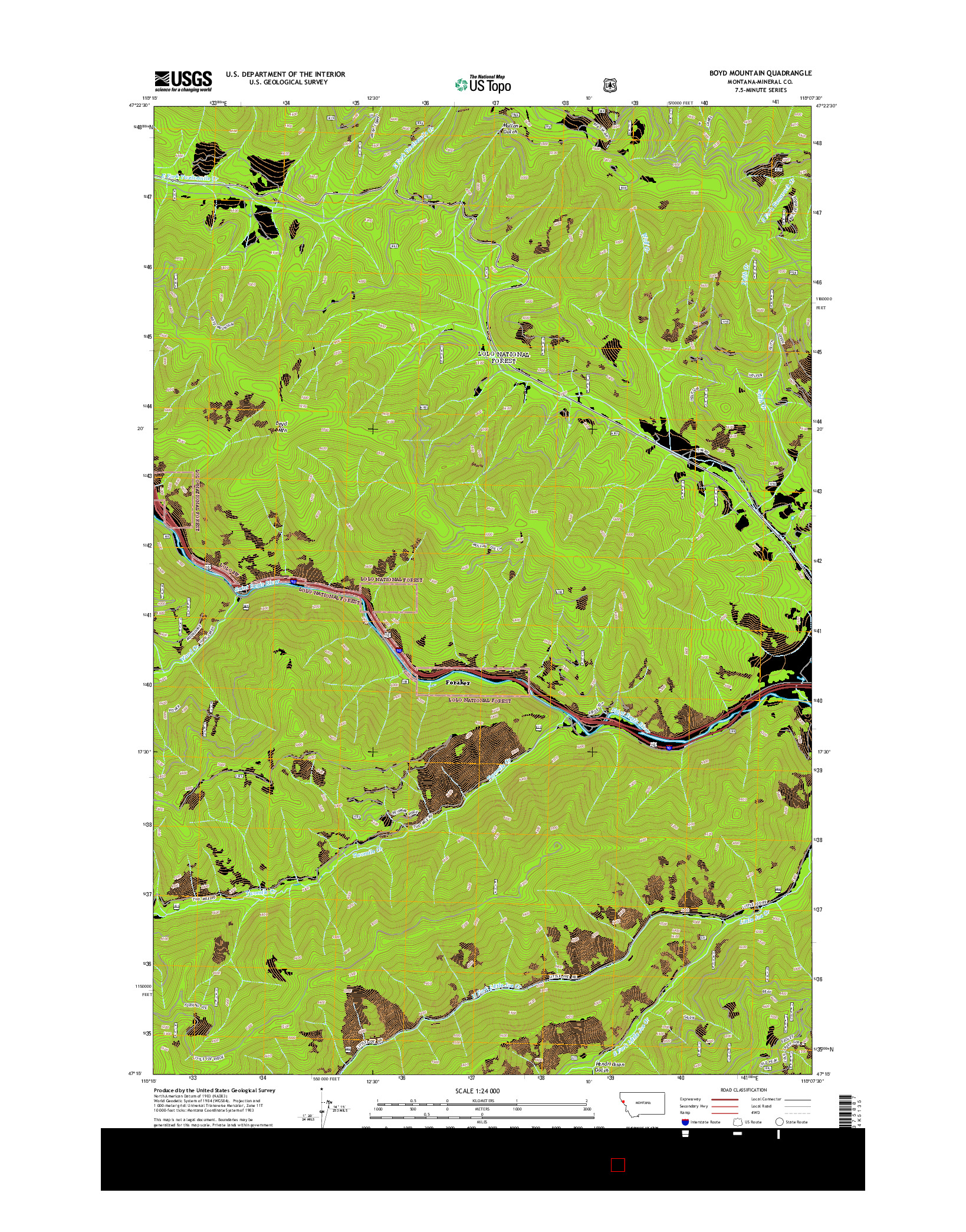 USGS US TOPO 7.5-MINUTE MAP FOR BOYD MOUNTAIN, MT 2014