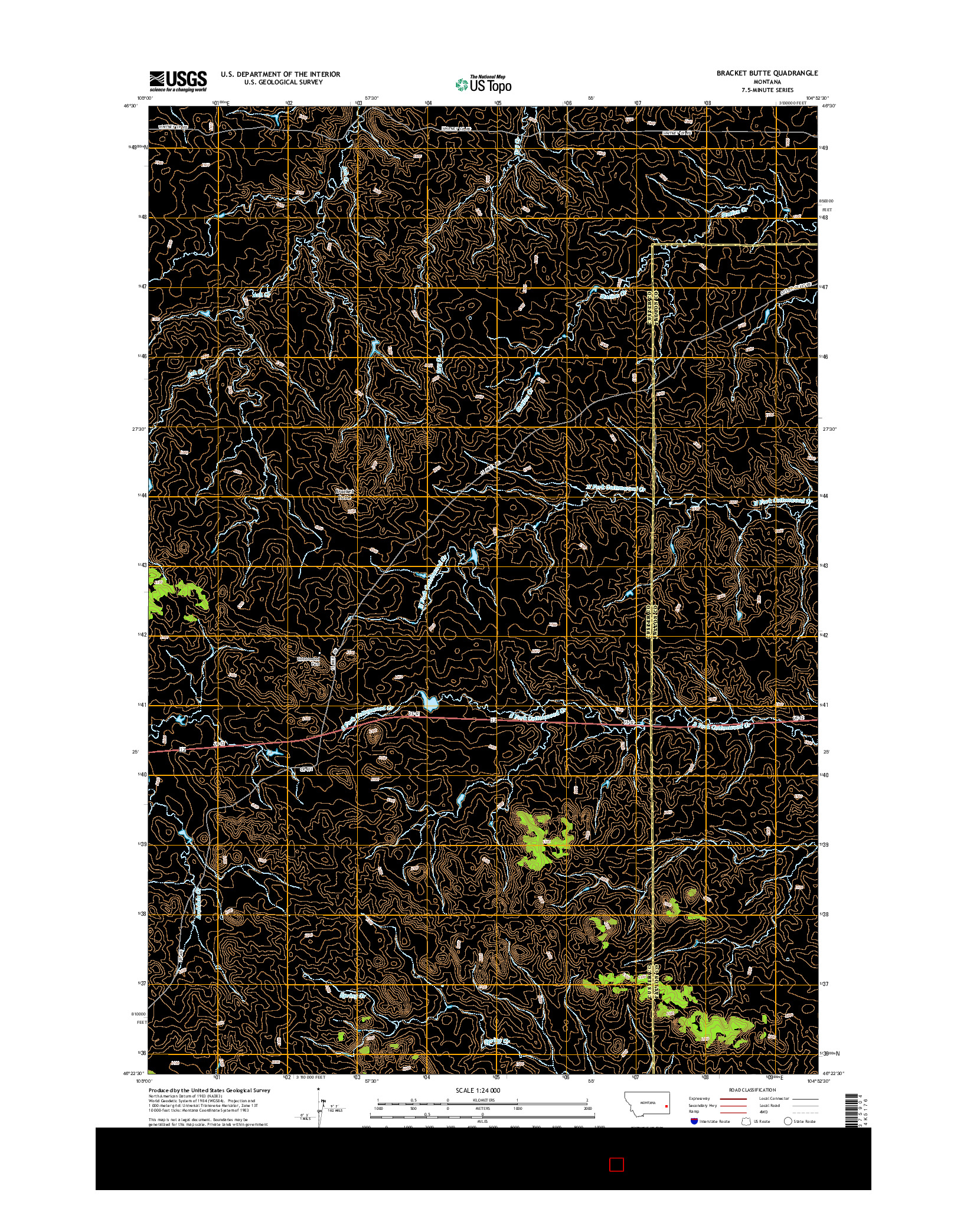 USGS US TOPO 7.5-MINUTE MAP FOR BRACKET BUTTE, MT 2014