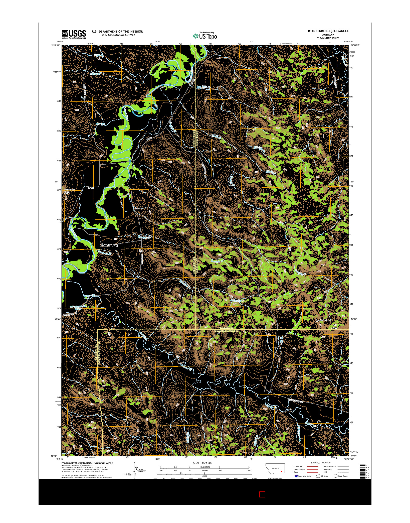 USGS US TOPO 7.5-MINUTE MAP FOR BRANDENBERG, MT 2014