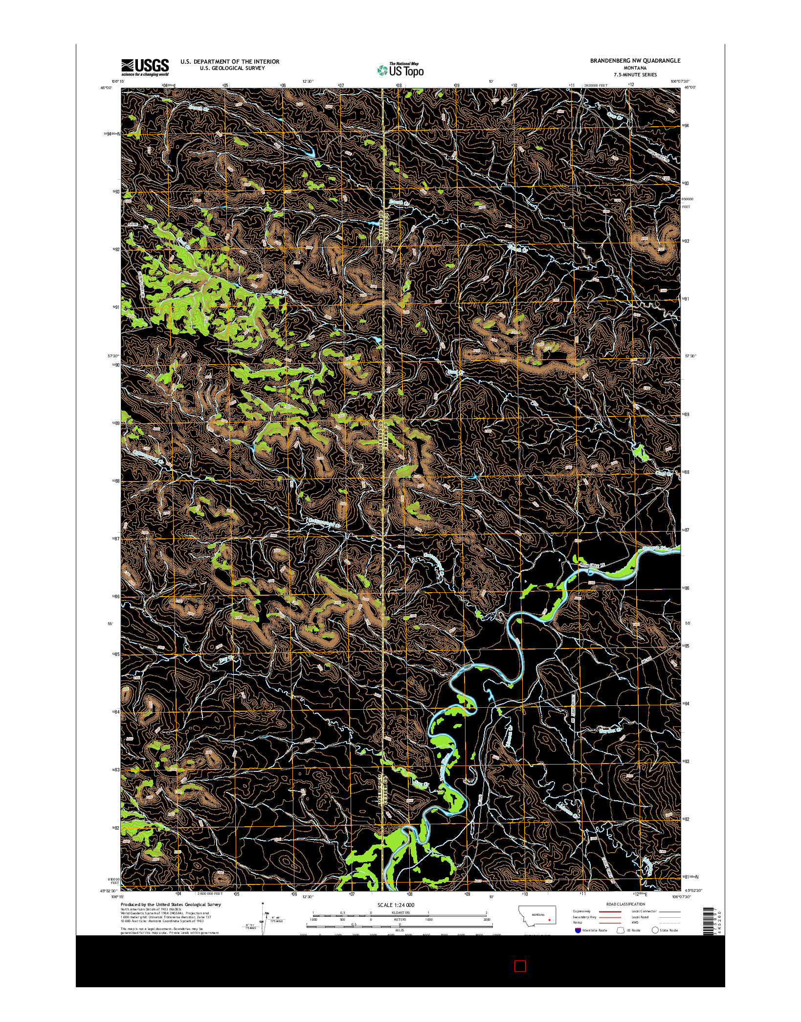 USGS US TOPO 7.5-MINUTE MAP FOR BRANDENBERG NW, MT 2014
