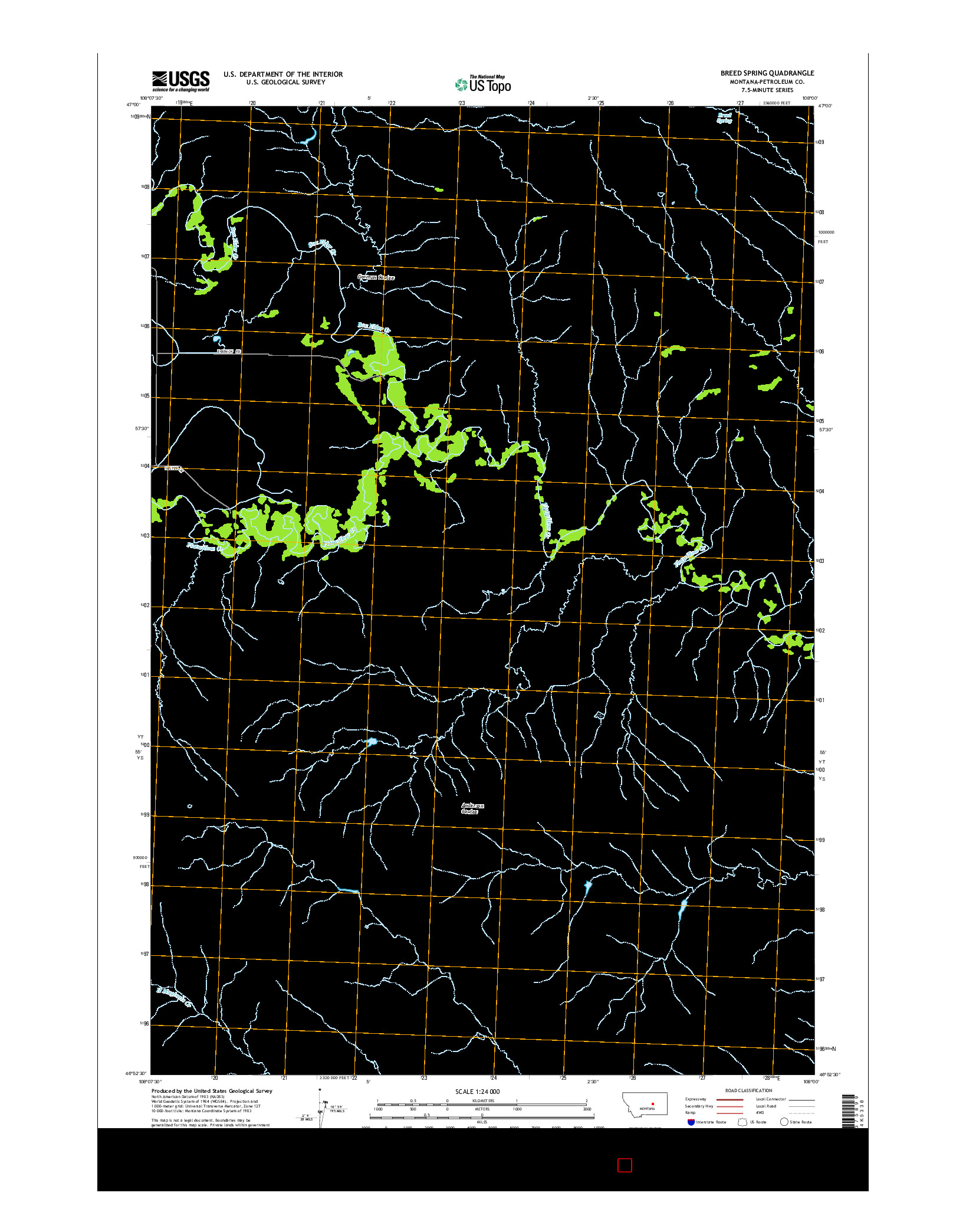 USGS US TOPO 7.5-MINUTE MAP FOR BREED SPRING, MT 2014