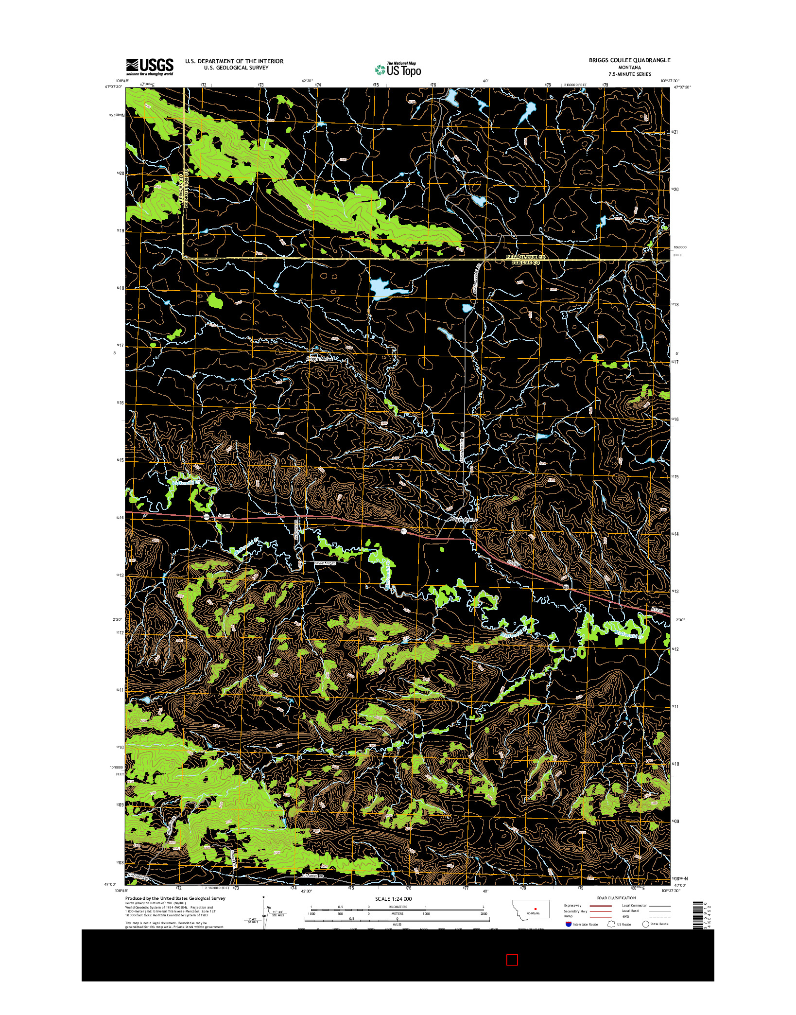 USGS US TOPO 7.5-MINUTE MAP FOR BRIGGS COULEE, MT 2014