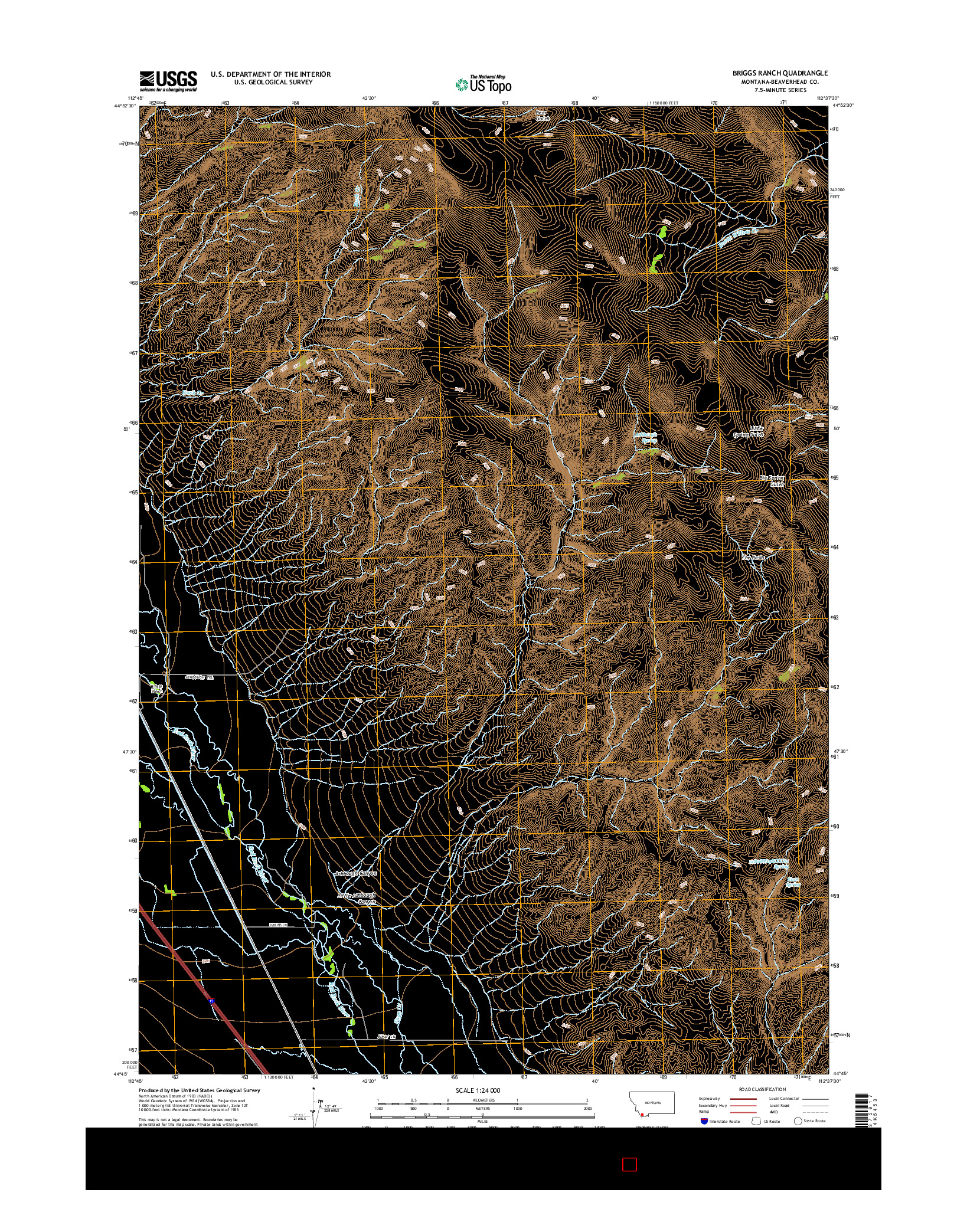 USGS US TOPO 7.5-MINUTE MAP FOR BRIGGS RANCH, MT 2014