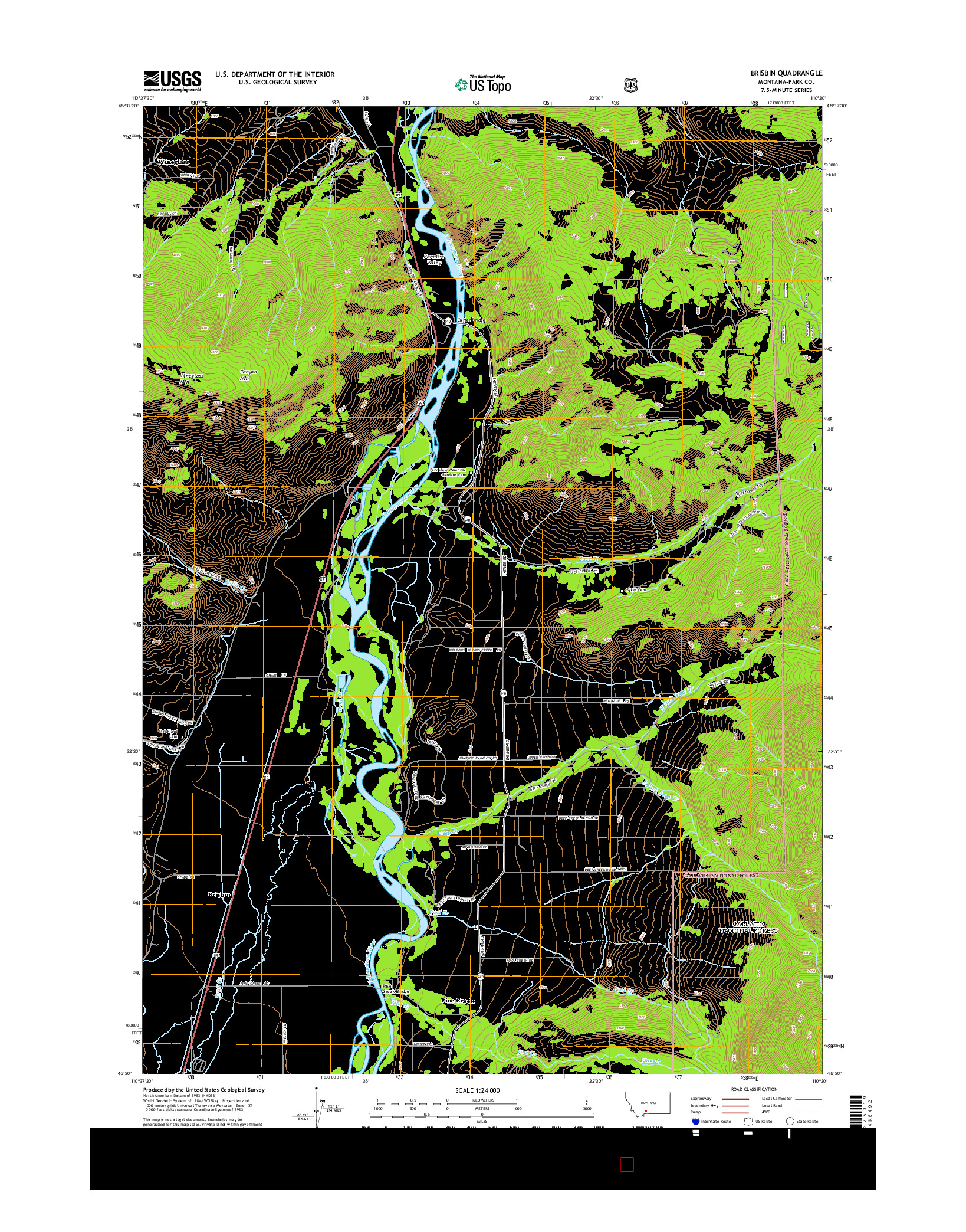 USGS US TOPO 7.5-MINUTE MAP FOR BRISBIN, MT 2014