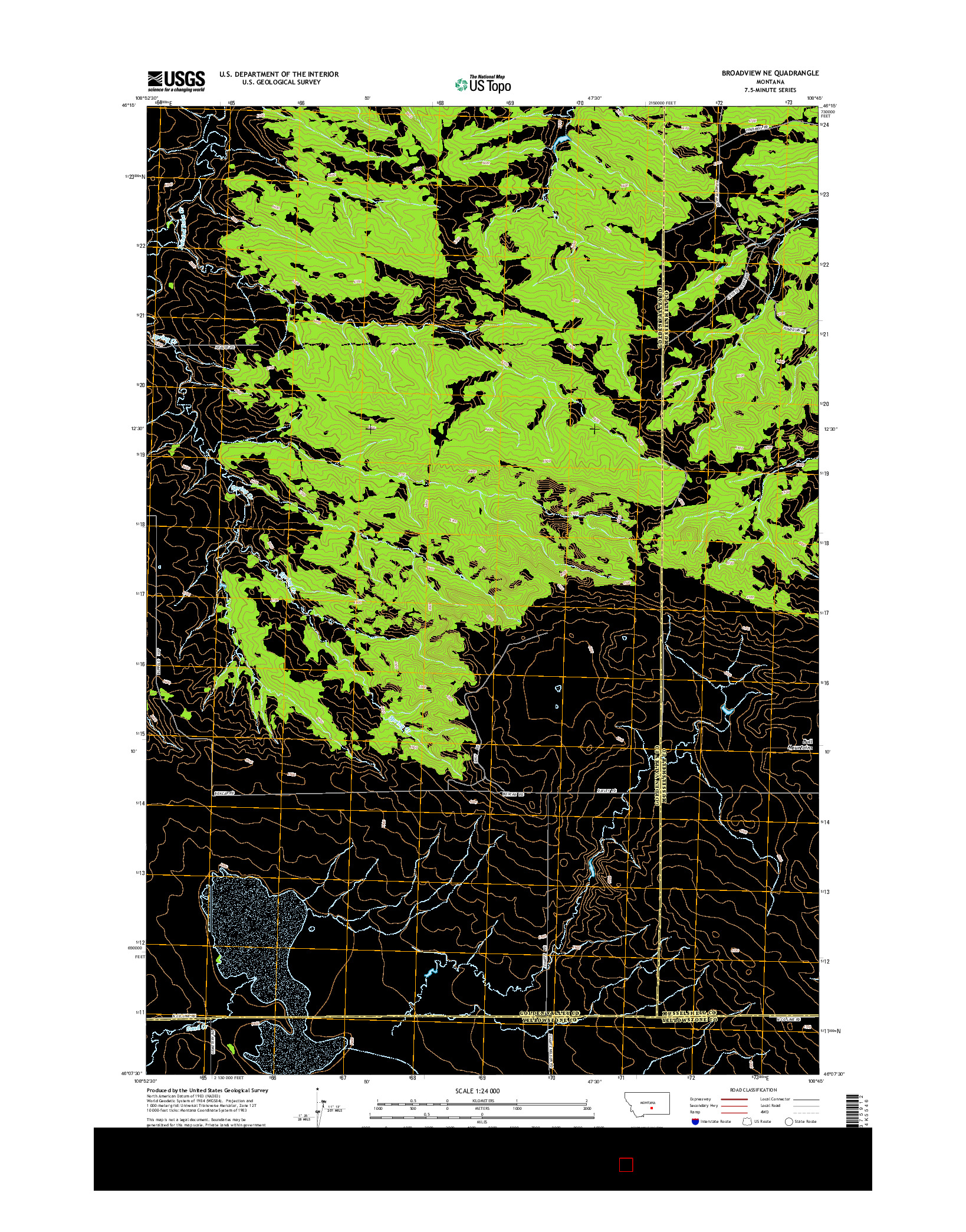 USGS US TOPO 7.5-MINUTE MAP FOR BROADVIEW NE, MT 2014