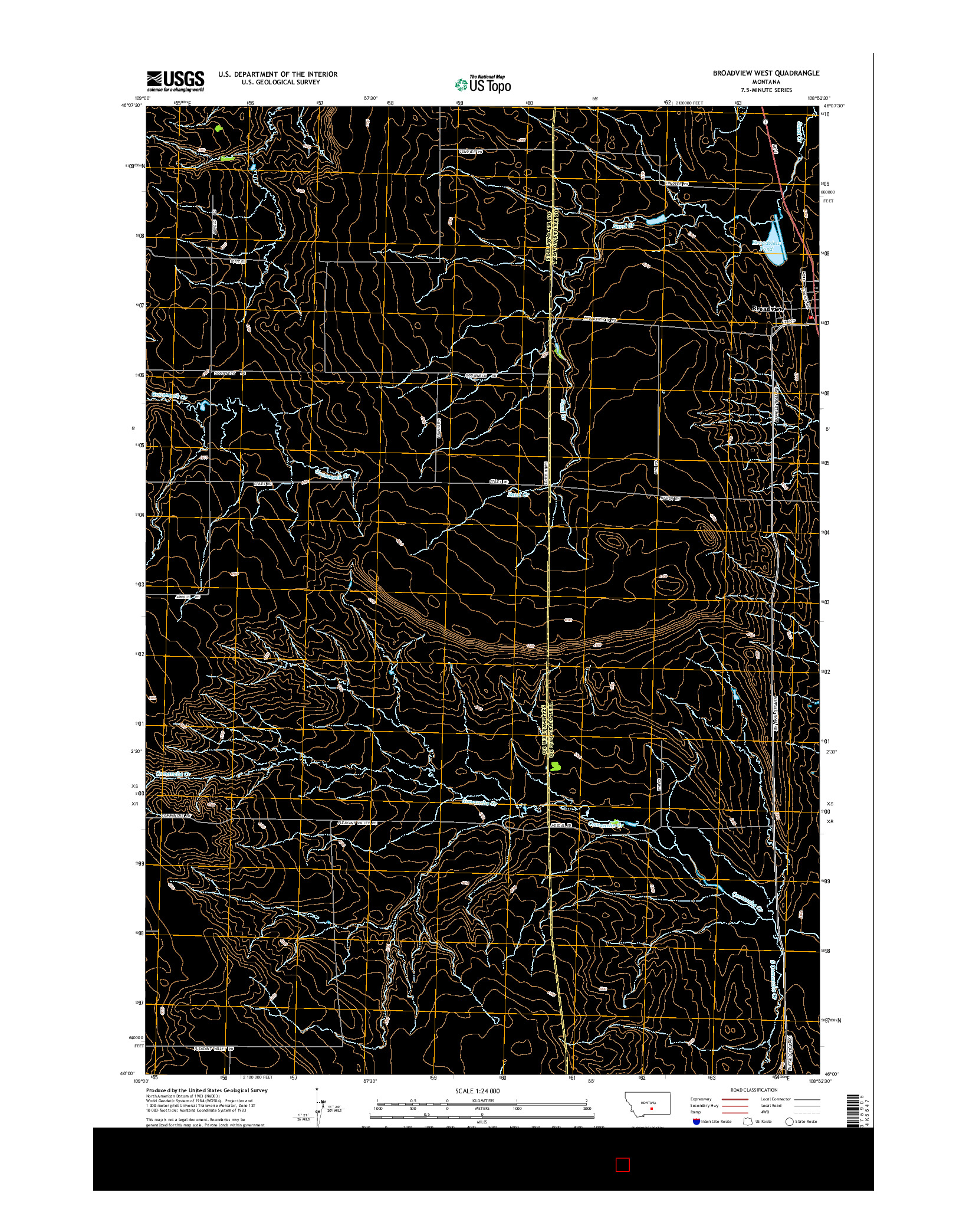 USGS US TOPO 7.5-MINUTE MAP FOR BROADVIEW WEST, MT 2014