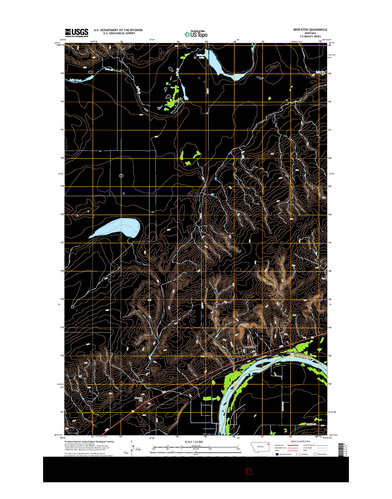 USGS US TOPO 7.5-MINUTE MAP FOR BROCKTON, MT 2014