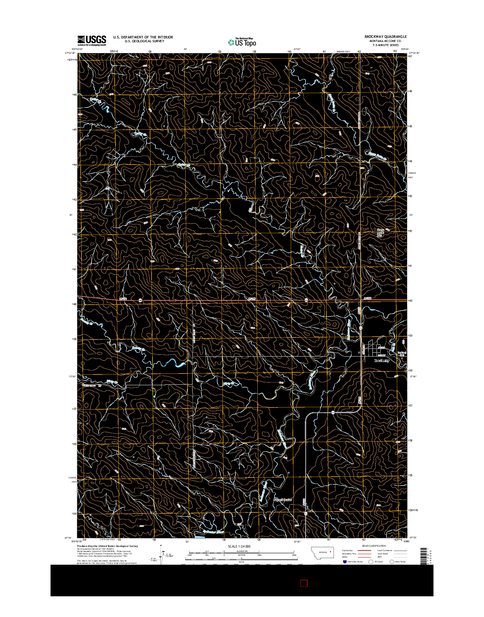 USGS US TOPO 7.5-MINUTE MAP FOR BROCKWAY, MT 2014