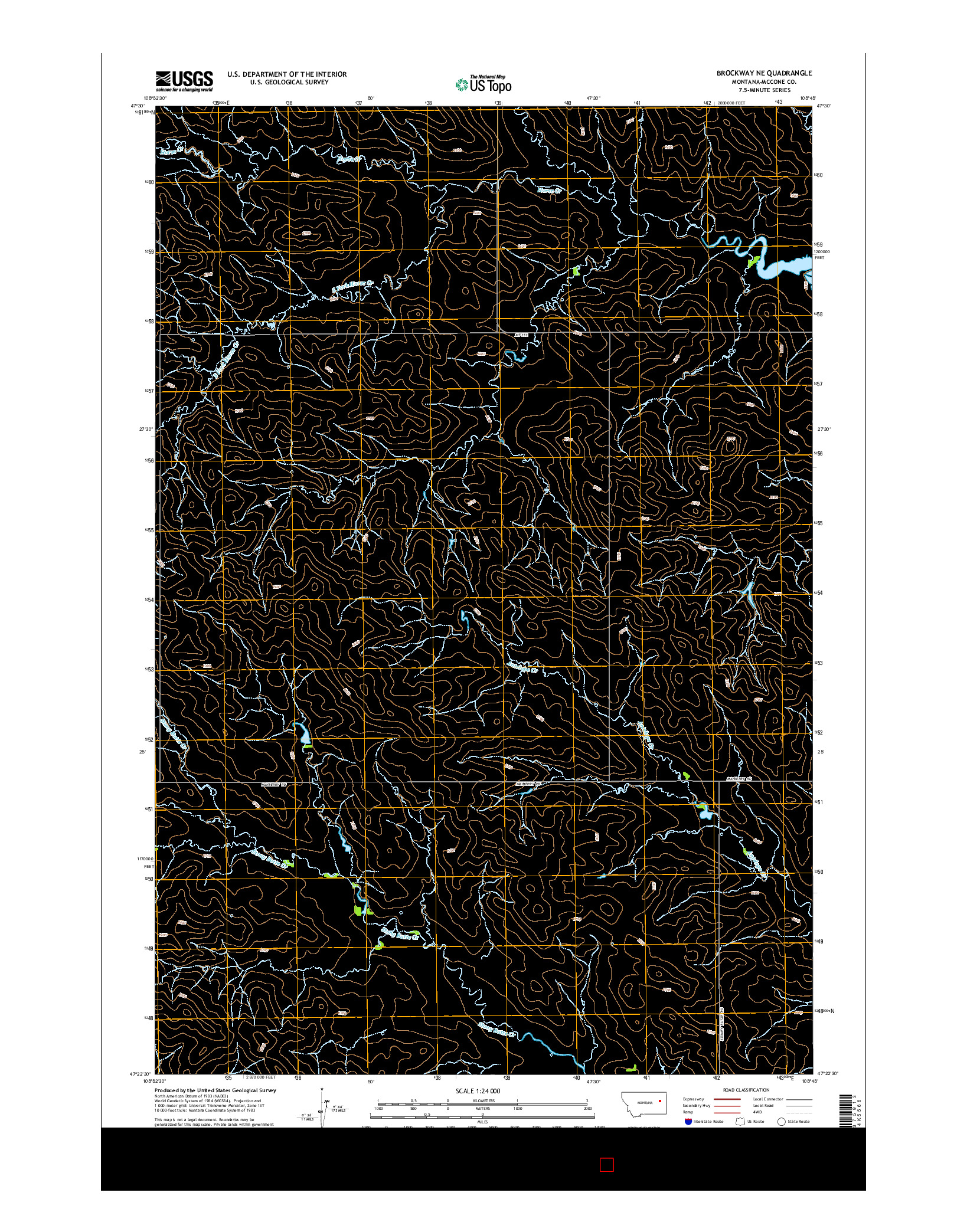 USGS US TOPO 7.5-MINUTE MAP FOR BROCKWAY NE, MT 2014