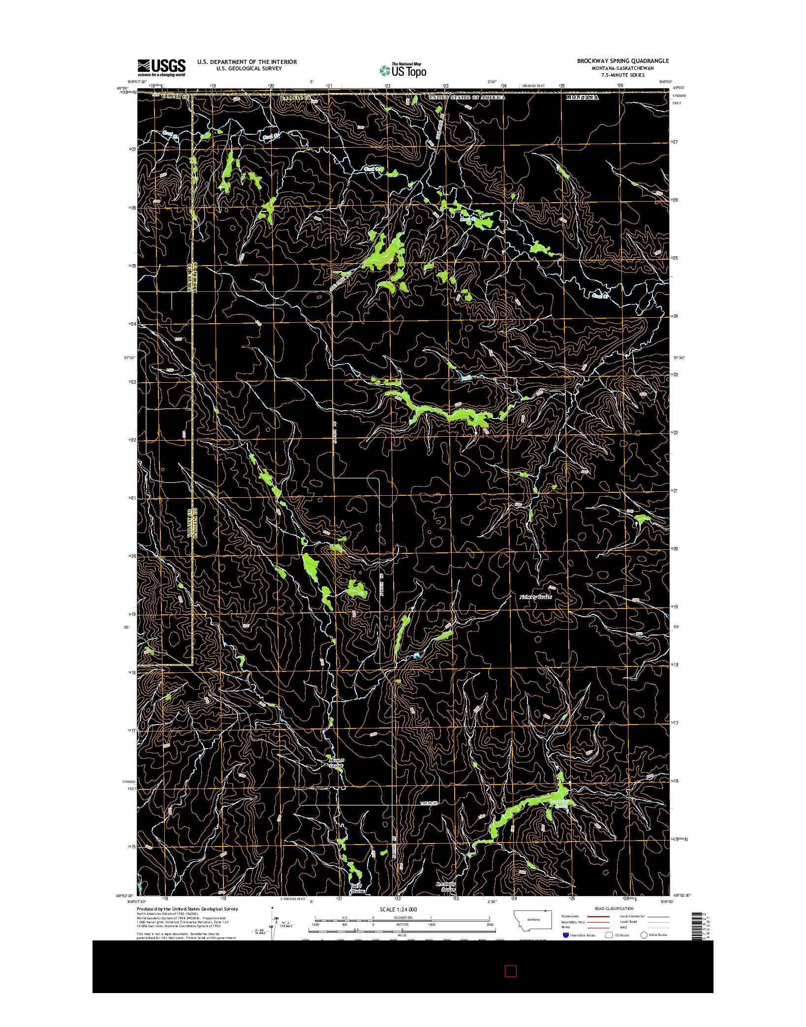 USGS US TOPO 7.5-MINUTE MAP FOR BROCKWAY SPRING, MT-SK 2014