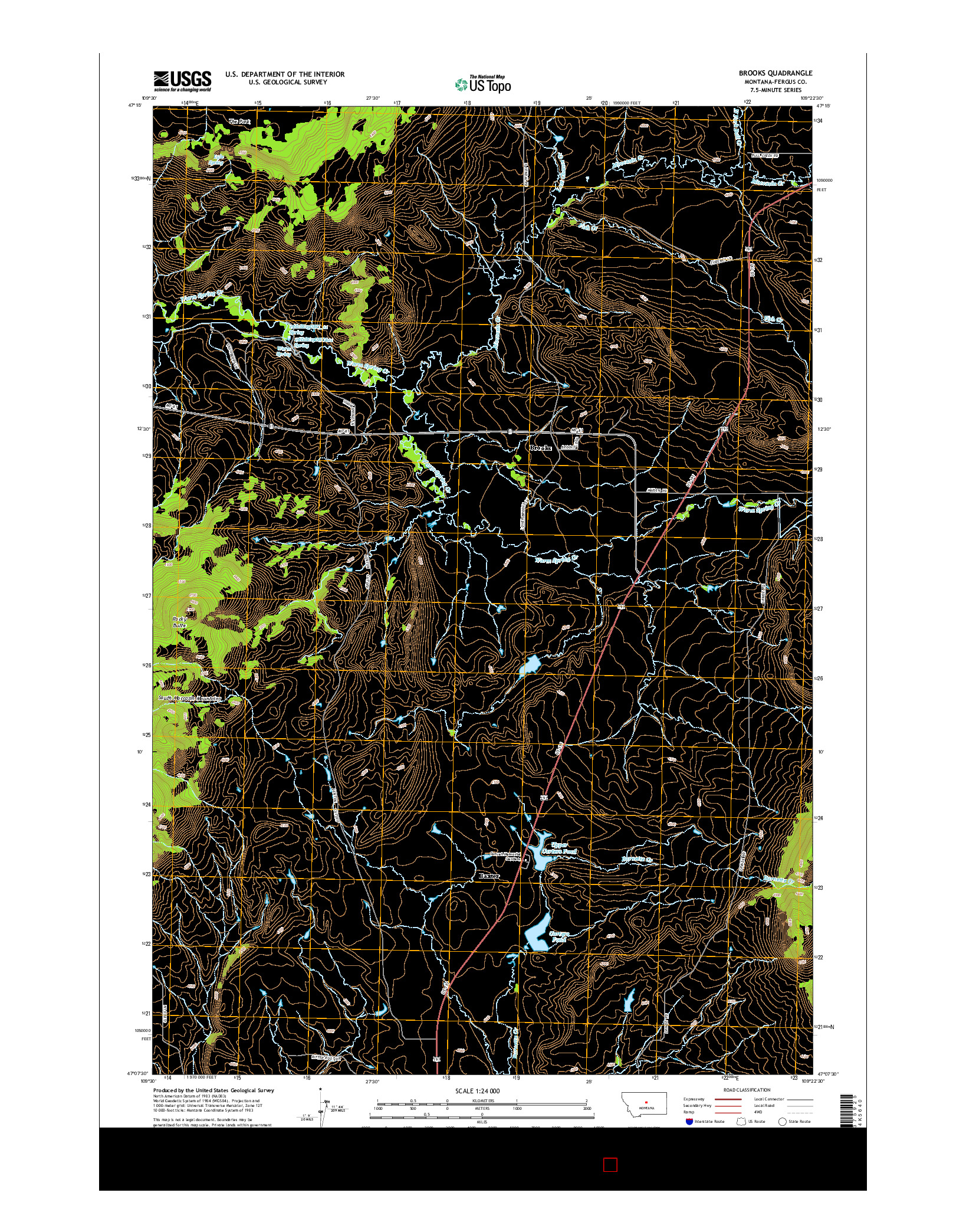 USGS US TOPO 7.5-MINUTE MAP FOR BROOKS, MT 2014