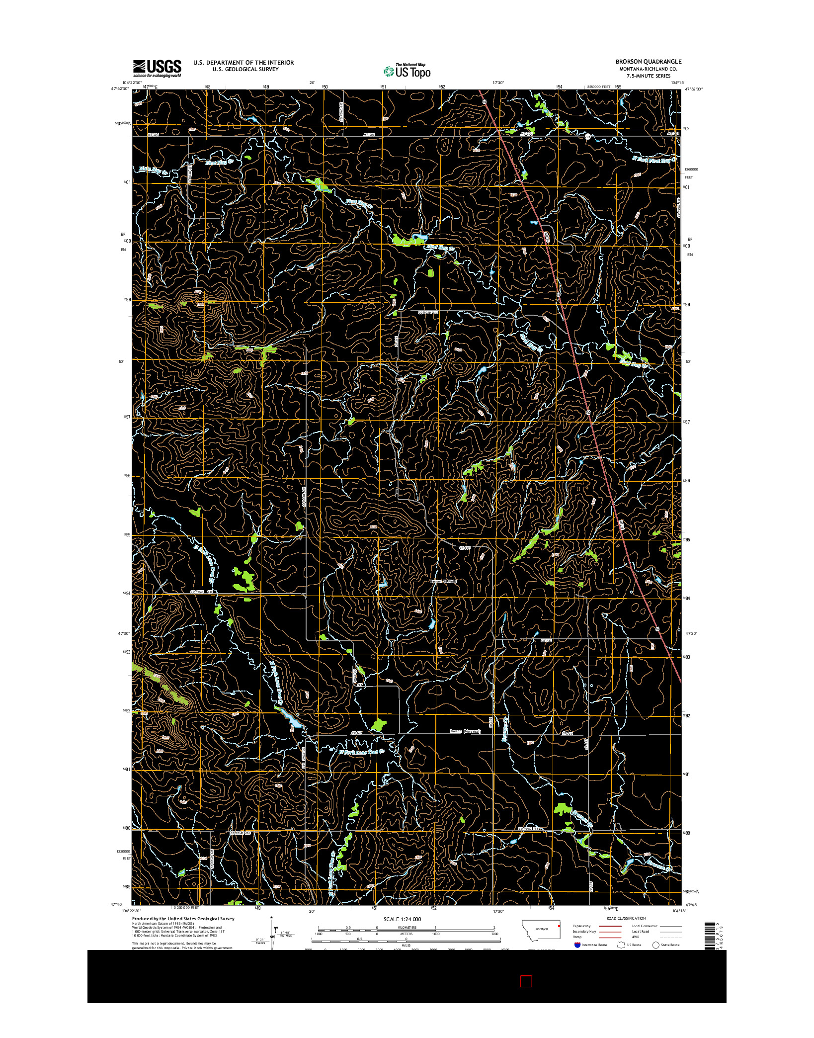 USGS US TOPO 7.5-MINUTE MAP FOR BRORSON, MT 2014