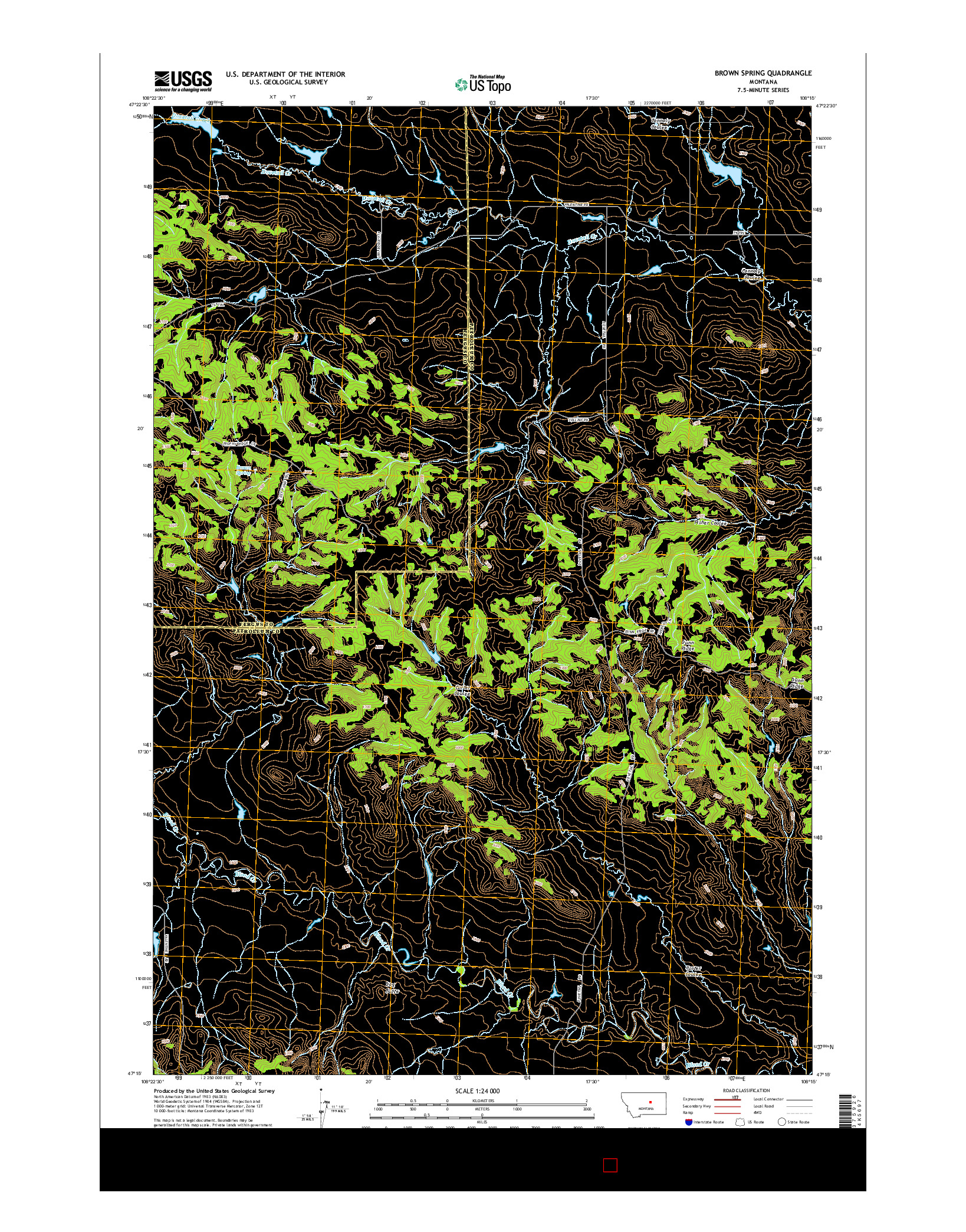 USGS US TOPO 7.5-MINUTE MAP FOR BROWN SPRING, MT 2014