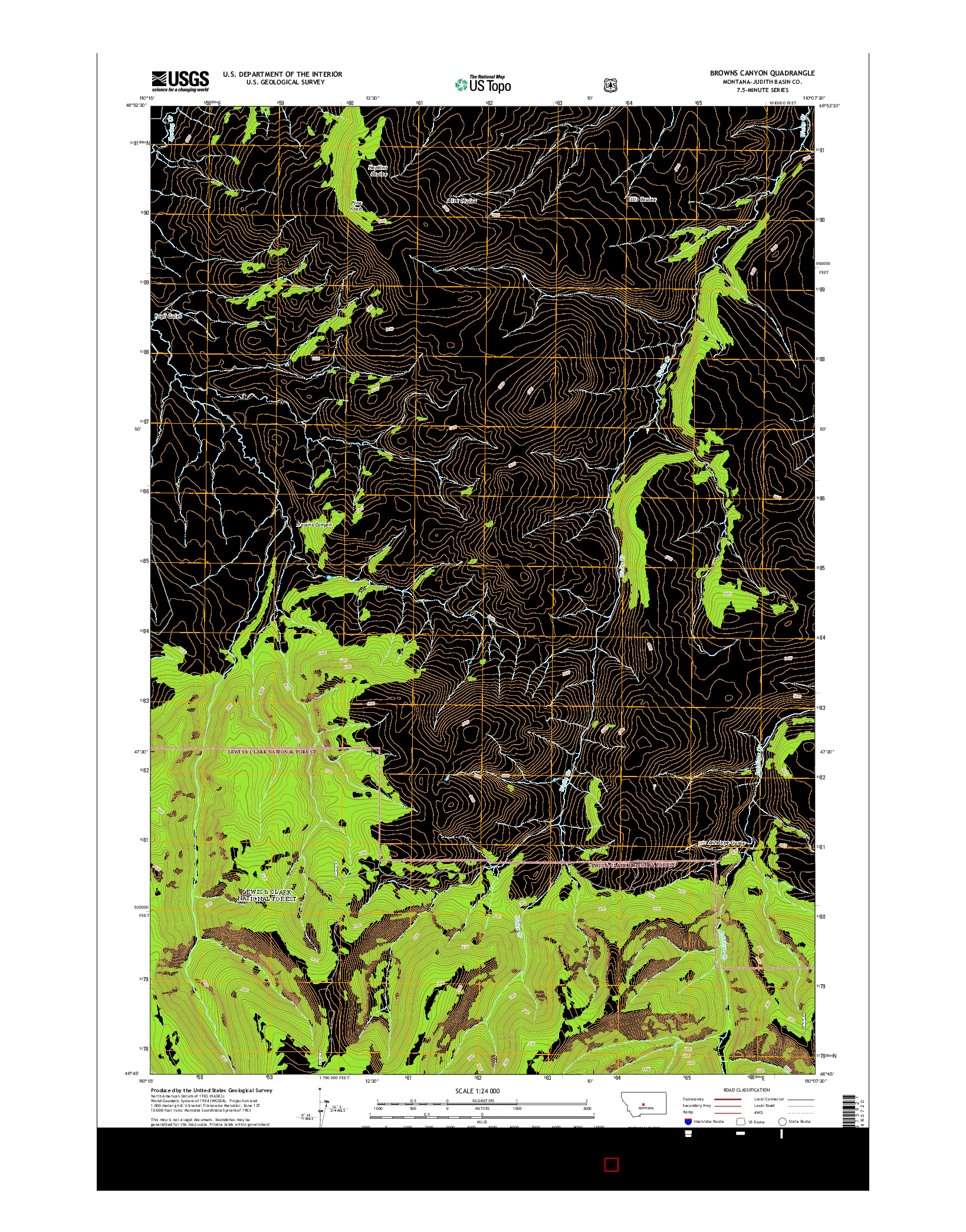 USGS US TOPO 7.5-MINUTE MAP FOR BROWNS CANYON, MT 2014