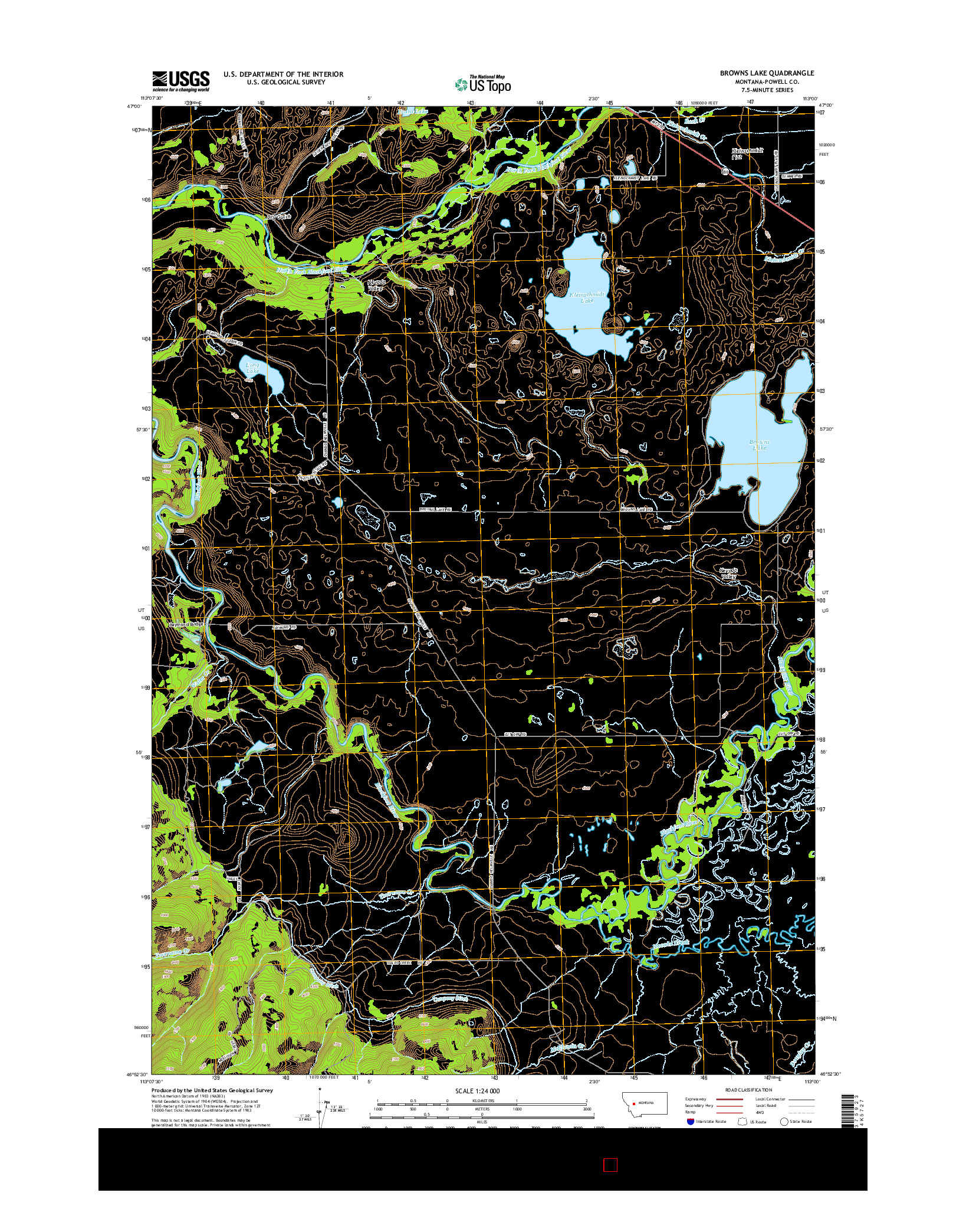 USGS US TOPO 7.5-MINUTE MAP FOR BROWNS LAKE, MT 2014