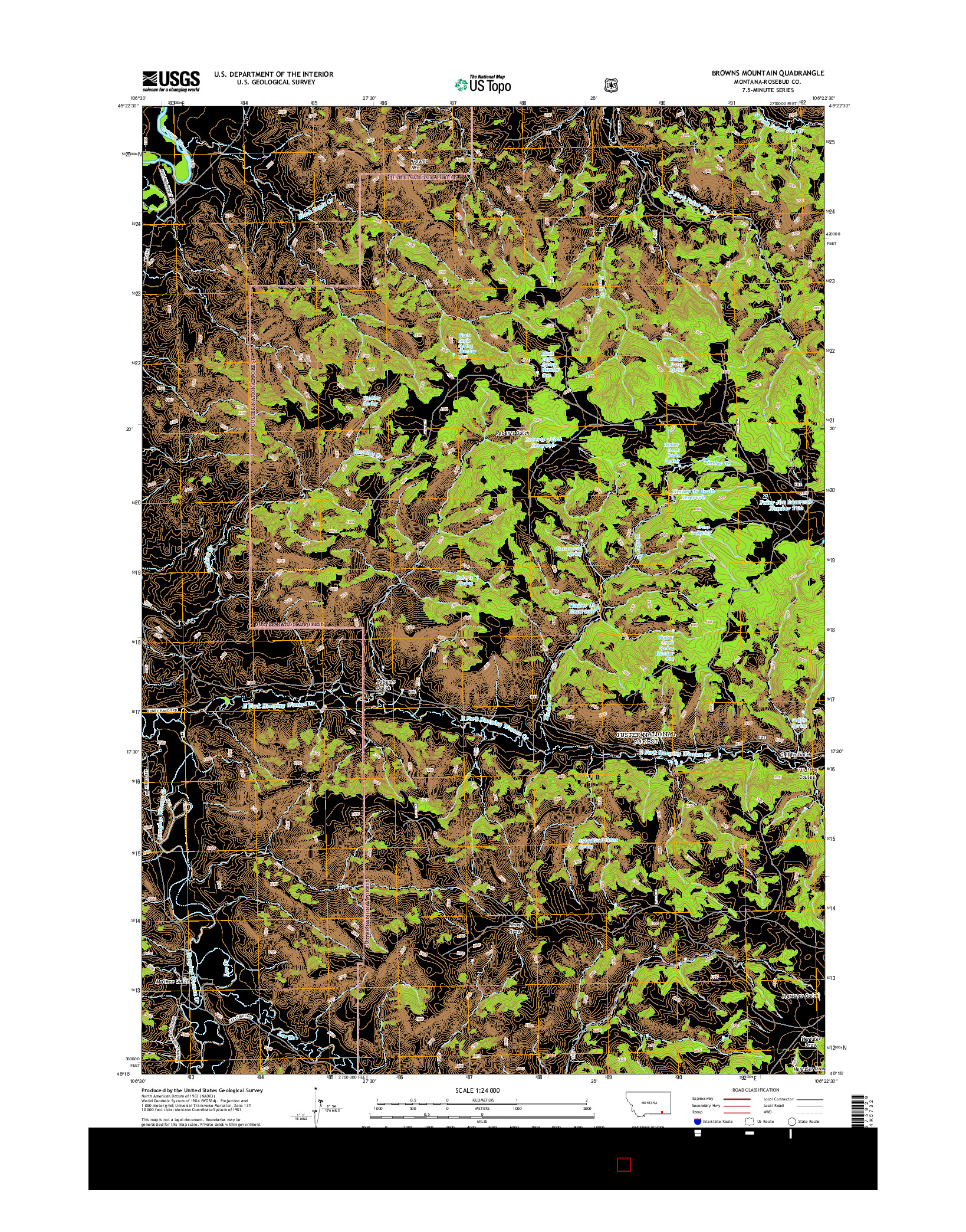 USGS US TOPO 7.5-MINUTE MAP FOR BROWNS MOUNTAIN, MT 2014